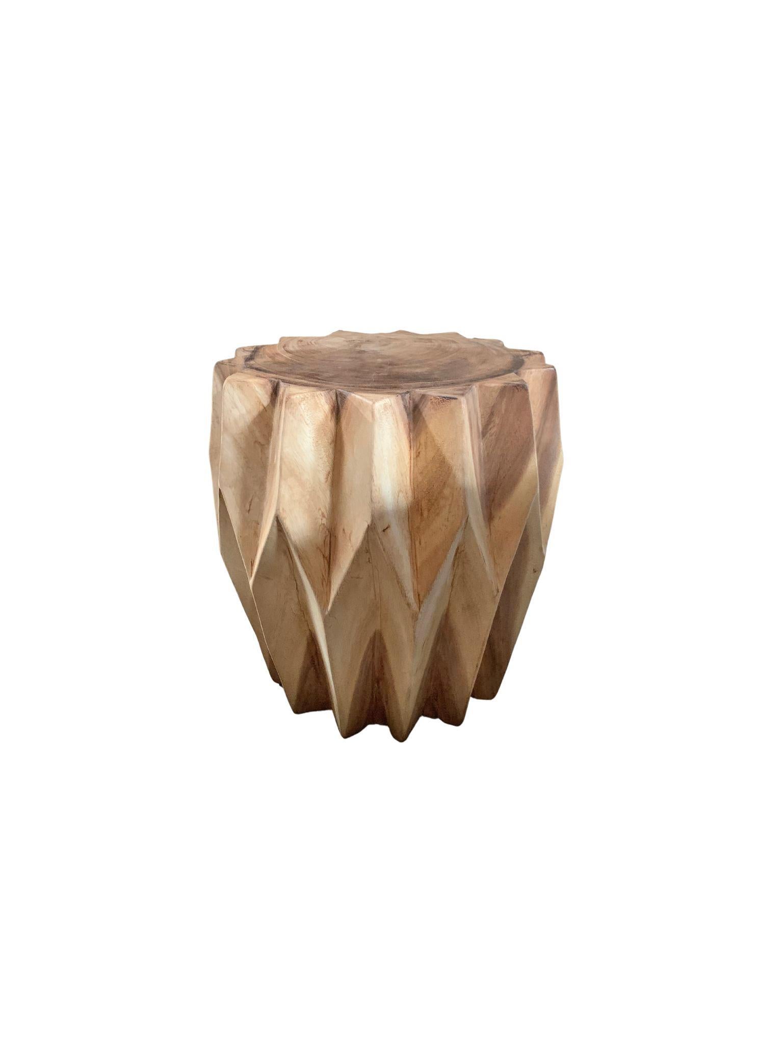Hand-Crafted Geometric Solid Mango Wood Table For Sale