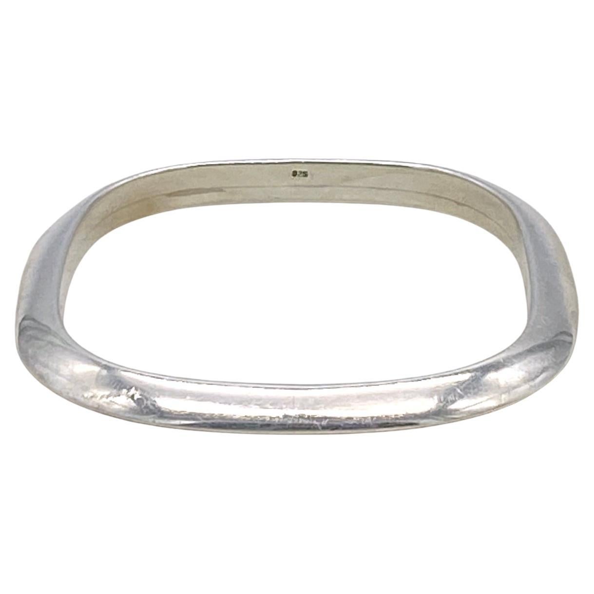 Geometric Solid Sterling Silver Bangle-2 (Moderne) im Angebot