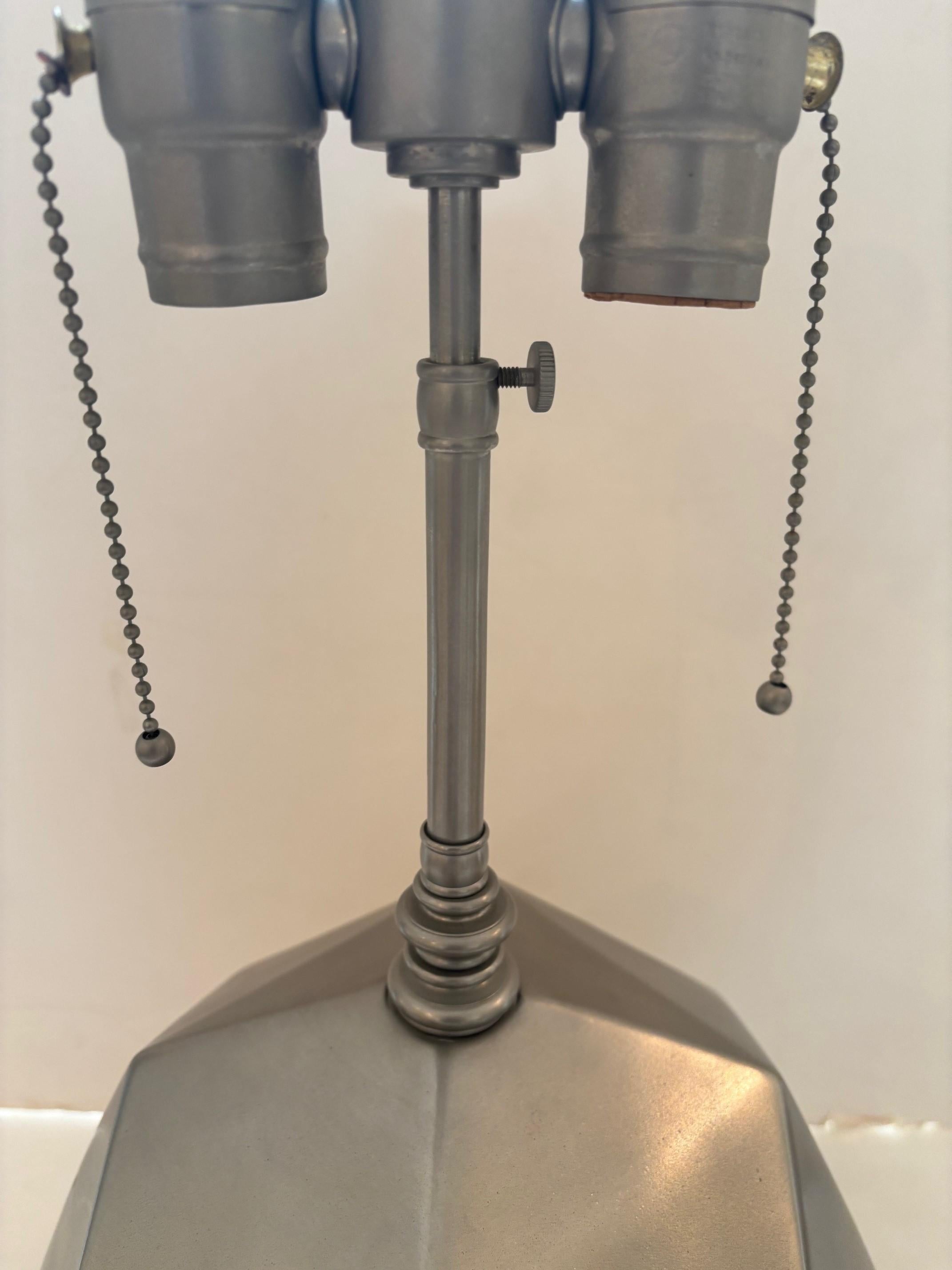 Vintage Matte nickel plated Mounted on a Black Granite Base geometric sphere Table Lamp