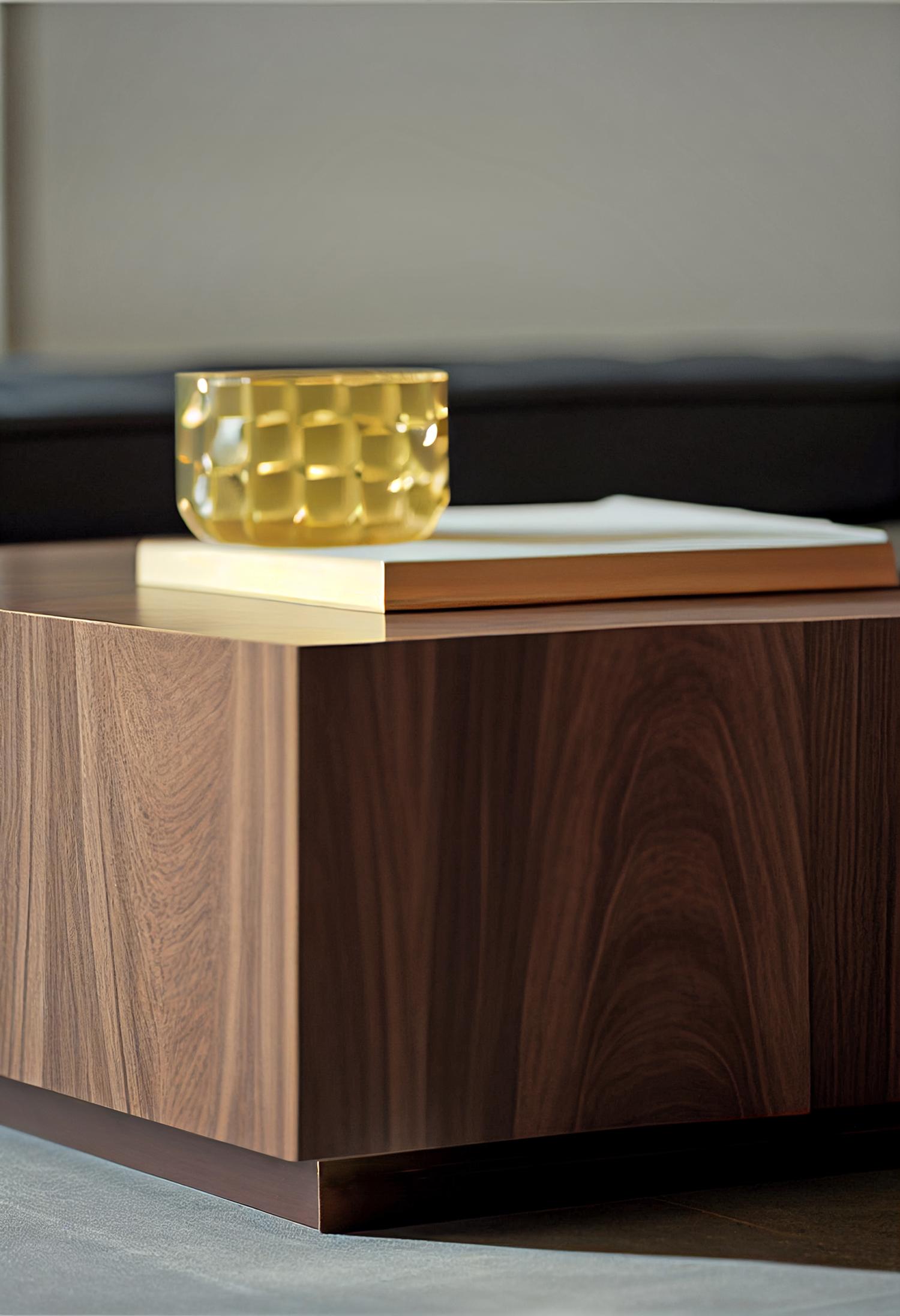 Placage Table basse carrée géométrique, placage de noyer, Basa by NONO en vente