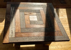 Geometric Square Rustic Wood Coffee Table