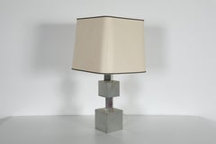 Geometric Stacked Cube Chrome Table Lamp, 1970s