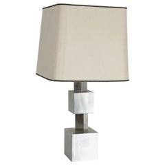Geometric Stacked Cube Chrome Table Lamp, 1970s