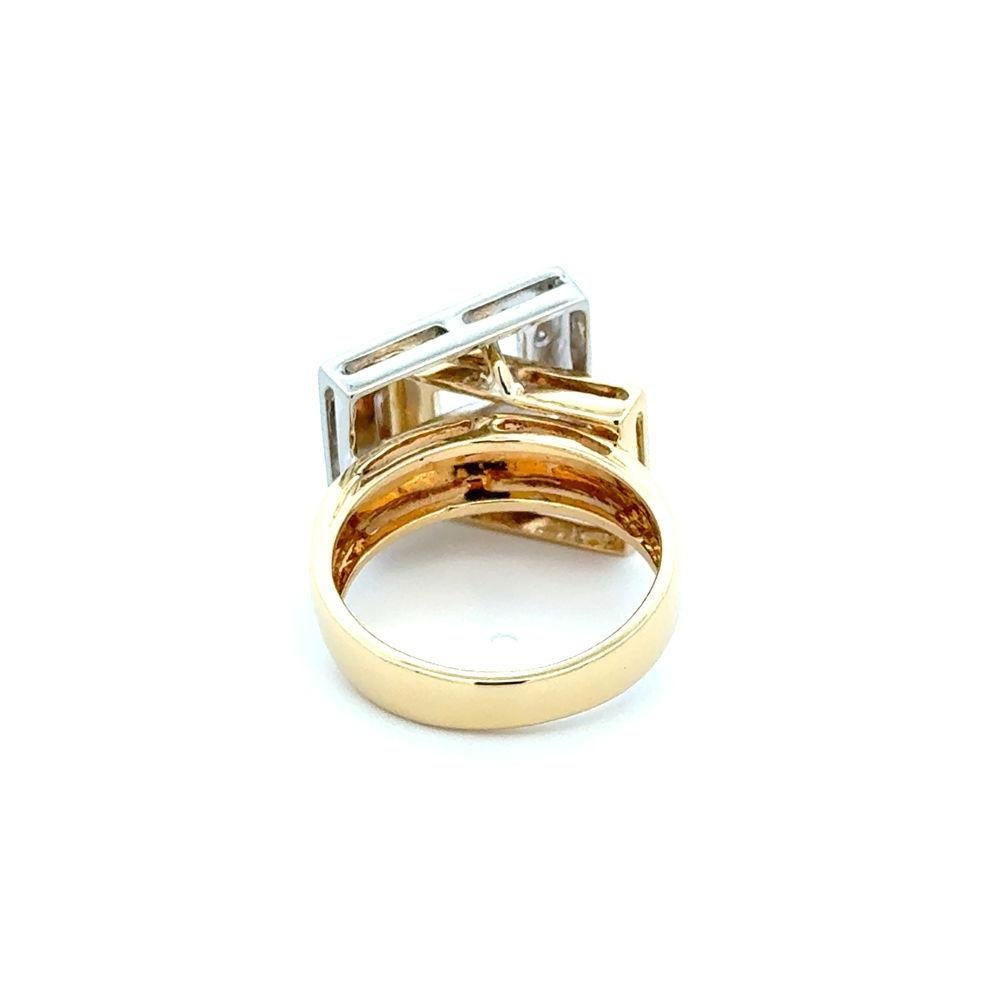 Bague en or bicolore à diamants empilés géométriques Excellent état - En vente à Montreal, QC