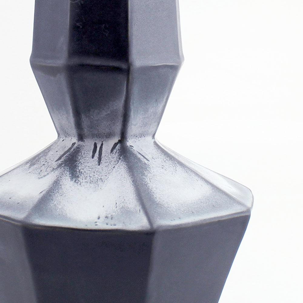 Minimalist Geometric Statement Vase Ash Matte Black Faceted Porcelain Modern Minimal For Sale