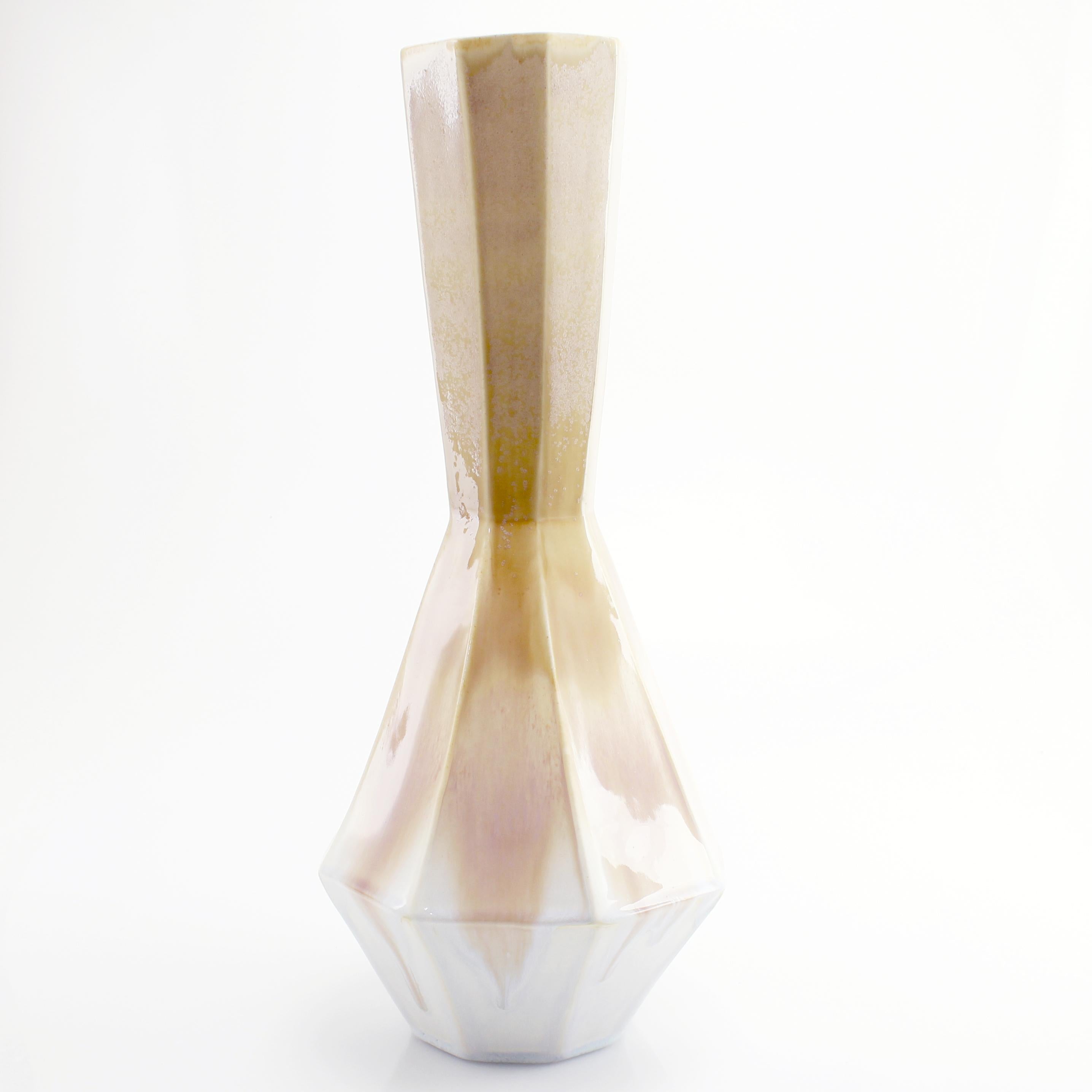 American Geometric Statement Vase Blush Sand Modern Contemporary Porcelain Minimalism For Sale