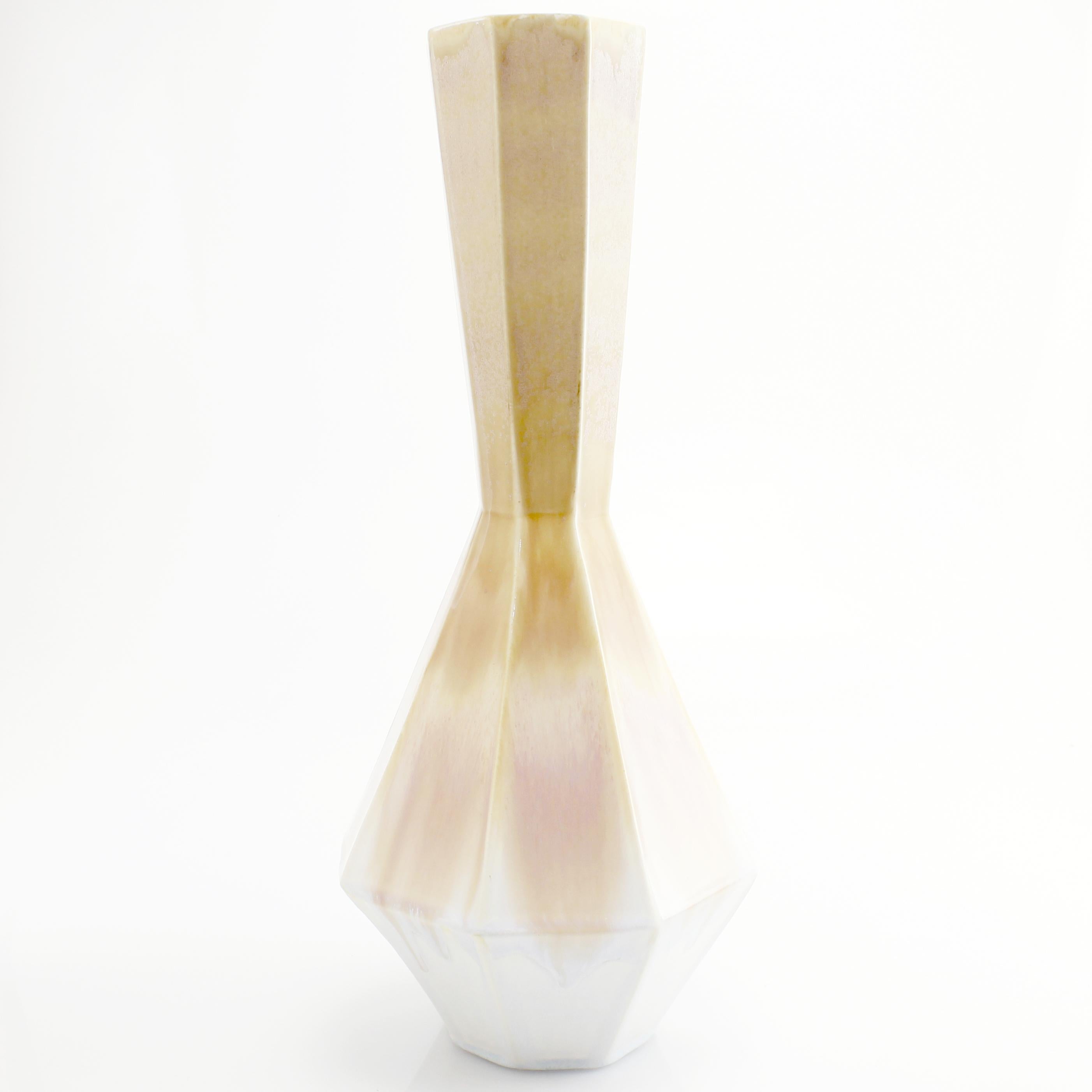 Geometric Statement Vase Blush Sand Modern Contemporary Porcelain Minimalism In New Condition For Sale In Asheville, NC