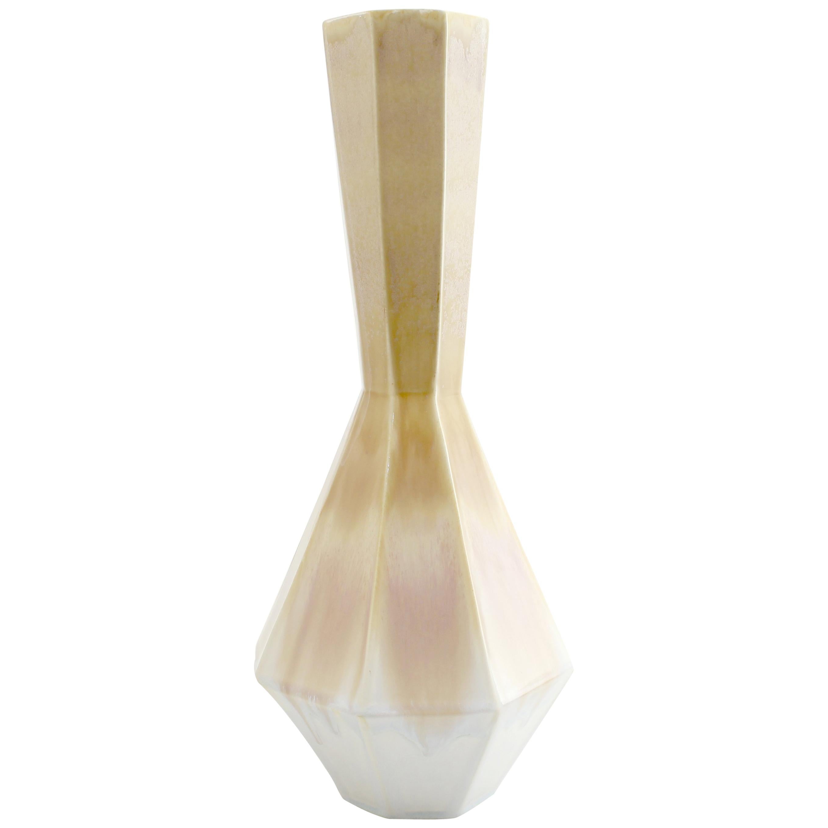 Geometric Statement Vase Blush Sand Modern Contemporary Porcelain Minimalism For Sale