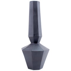 Geometric Statement Vase Charcoal Matte Black Faceted Porcelain Modern Minimal