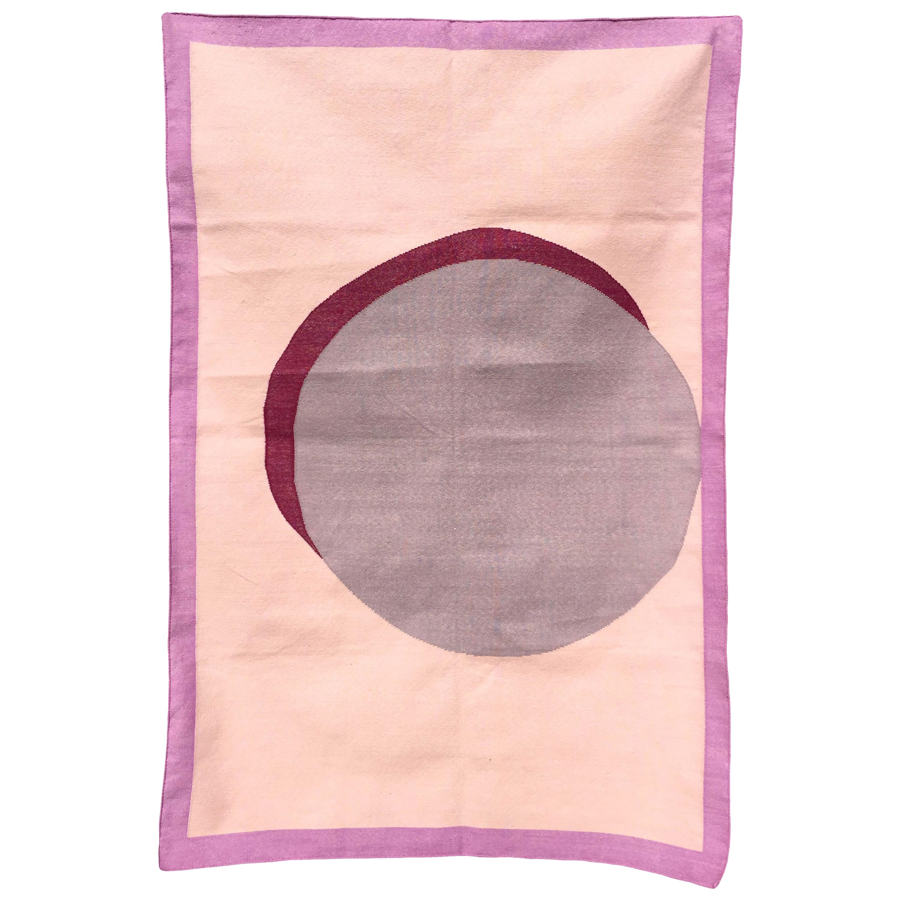 Geometric Stella Handwoven Purple Modern Cotton Rug, Carpet and Durrie