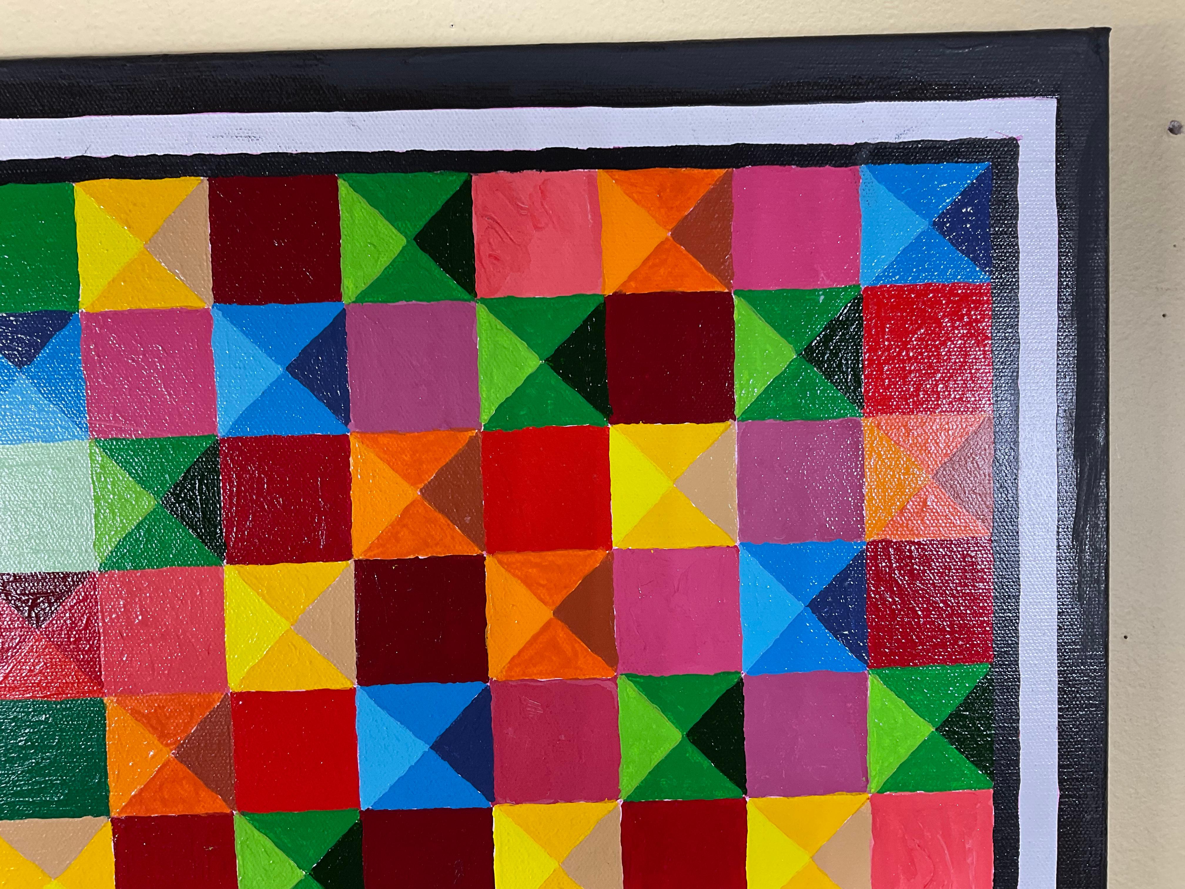 Hand-Painted Geometric Style by Artist Stanley Brundage For Sale