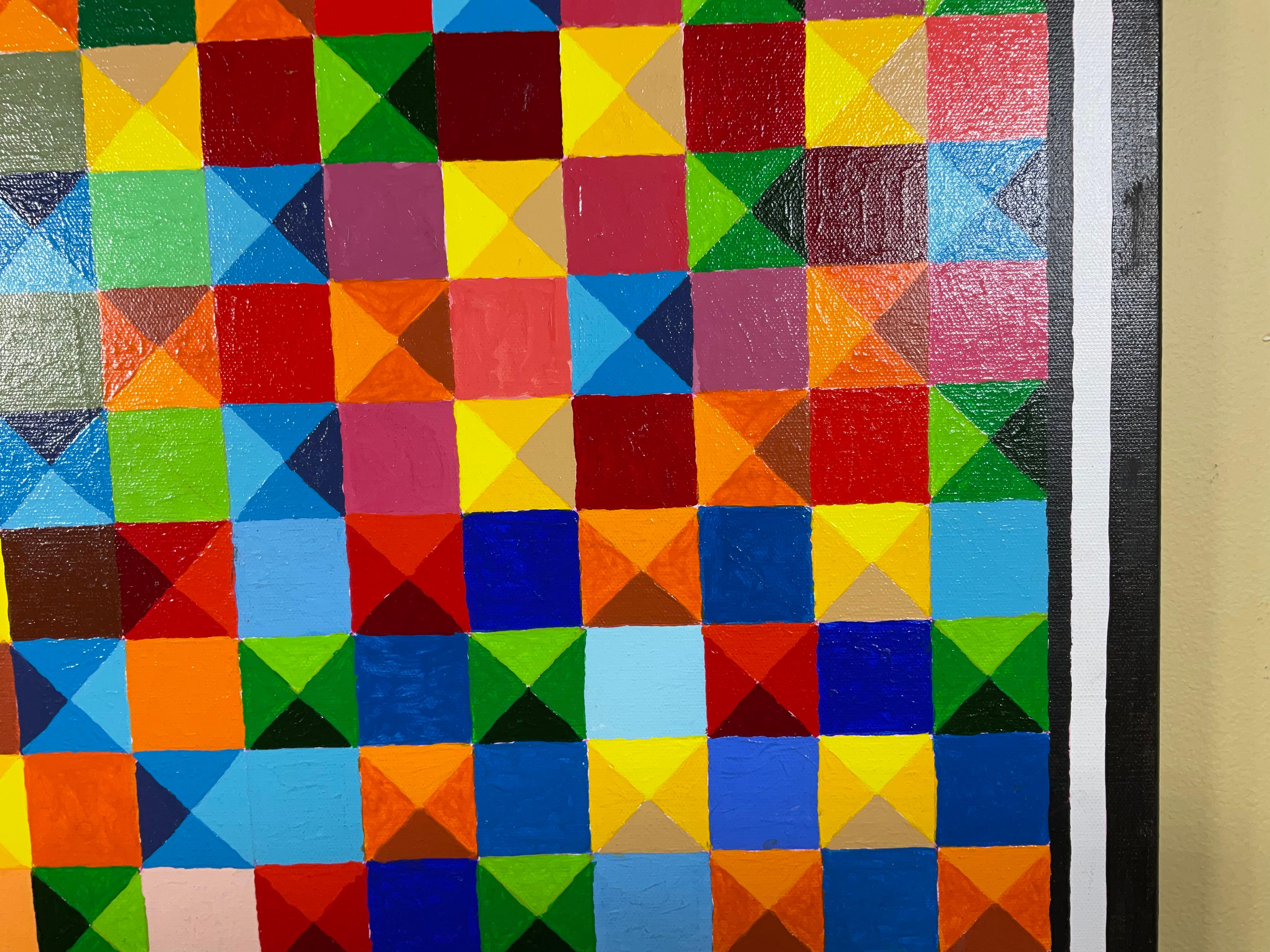 Canvas Geometric Style by Artist Stanley Brundage For Sale