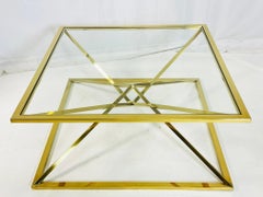 Geometric Style Coffee Table in Brass & Glass
