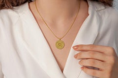 Geometric Sun Pendant In 18k Yellow Gold