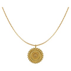 Geometric Sun Pendant In 18k Yellow Gold