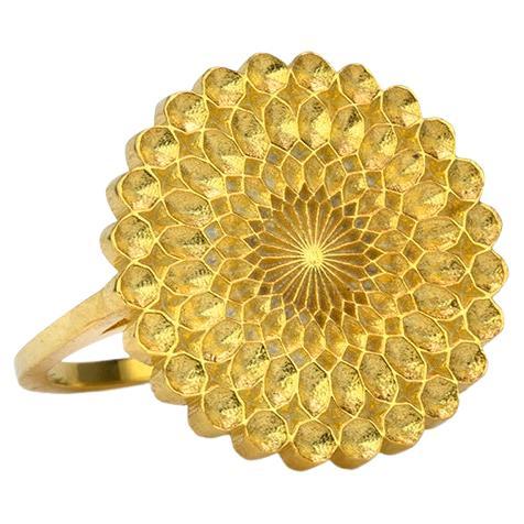 For Sale:  Geometric Sun Ring In 18k Yellow Gold