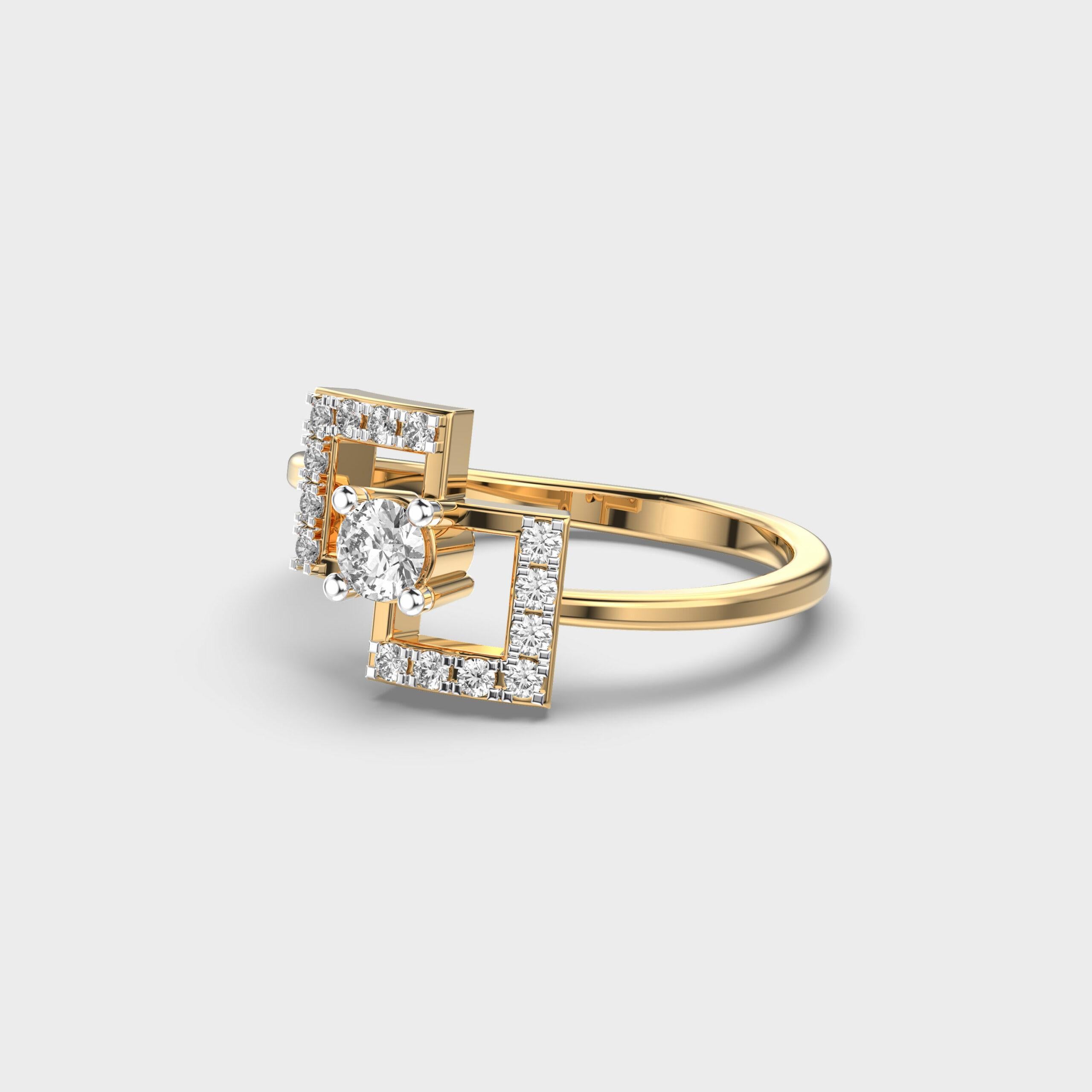 Art Deco Geometric Symphony Moisanite Ring 925 Sterling Silver Minimalist Engagement Ring For Sale