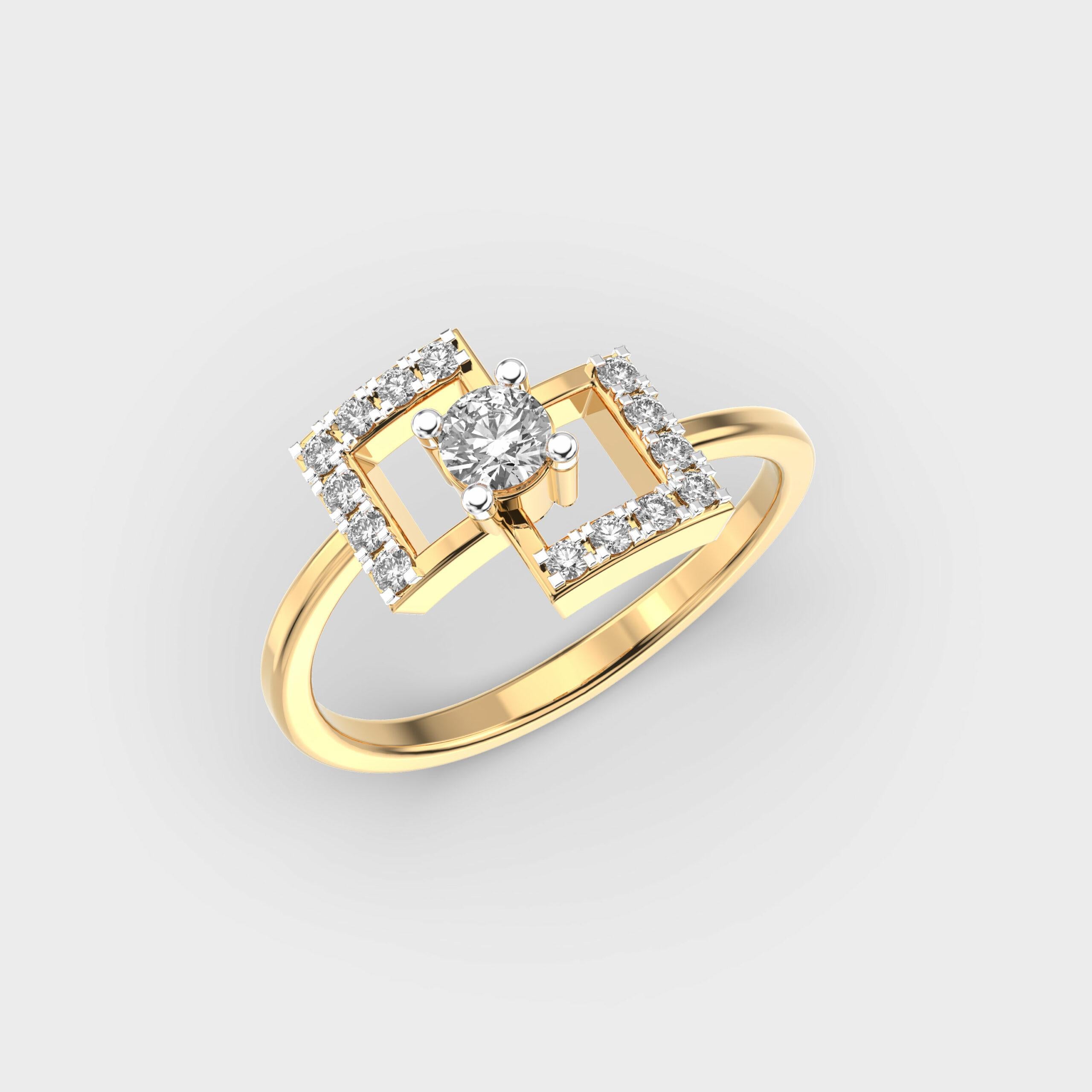 Geometric Symphony Moisanite Ring 925 Sterling Silver Minimalist Engagement Ring In New Condition For Sale In Chicago, IL