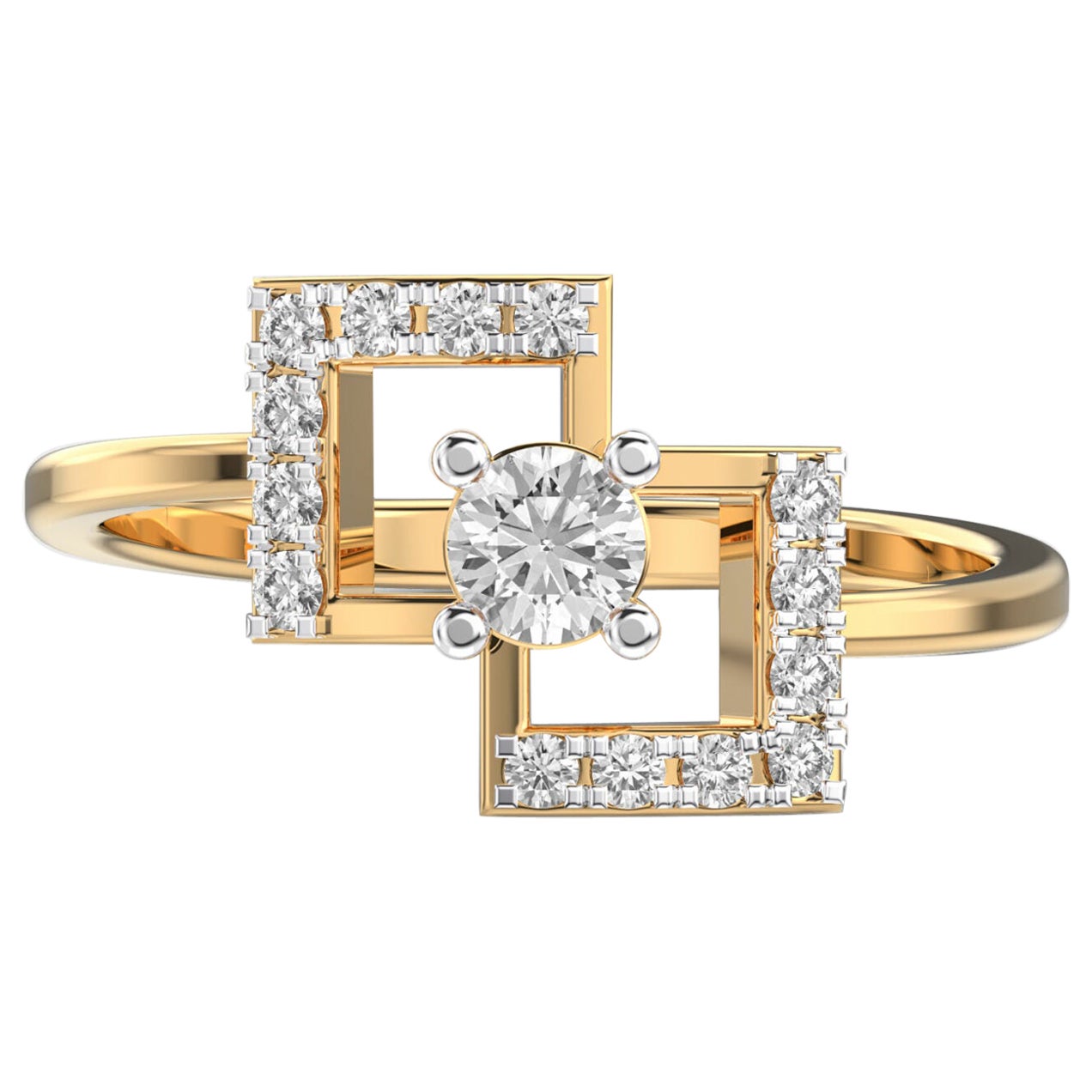 Geometrischer Symphony Moisanit Ring 925 Sterlingsilber Minimalistischer Verlobungsring