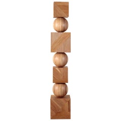 Kelly Wearstler Geometric Tephra Totem Sculpture in Ribbed Natural Oak