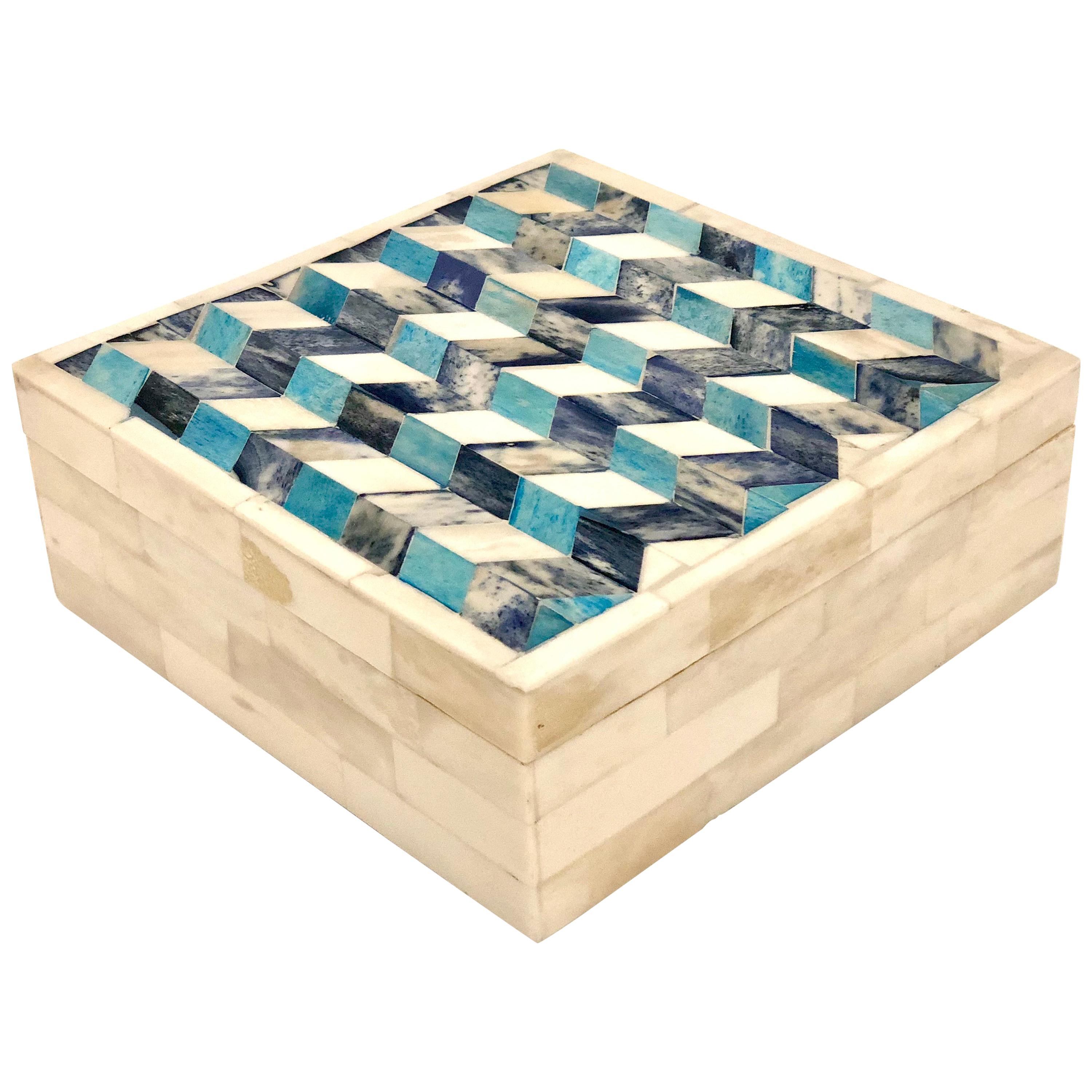 Geometric Tessellated Stone Square Box