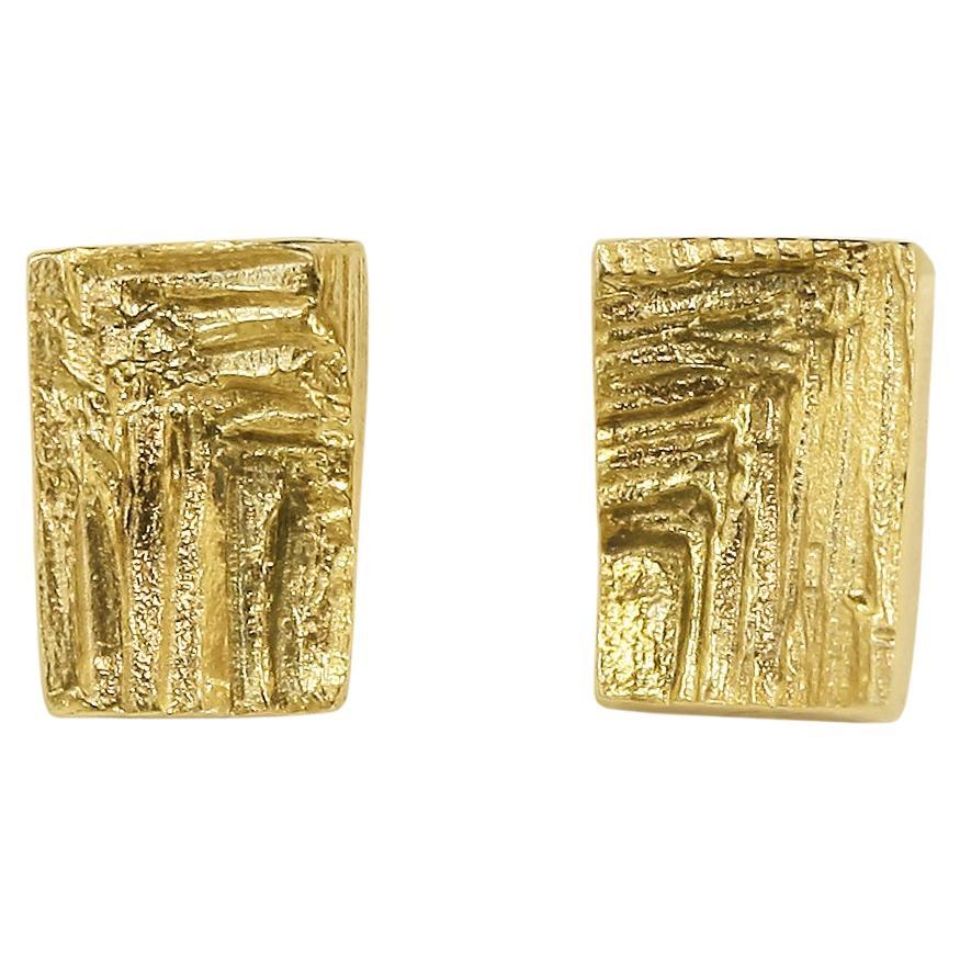 Boucles d'oreilles cuboïdes en or jaune 9k à texture géométrique