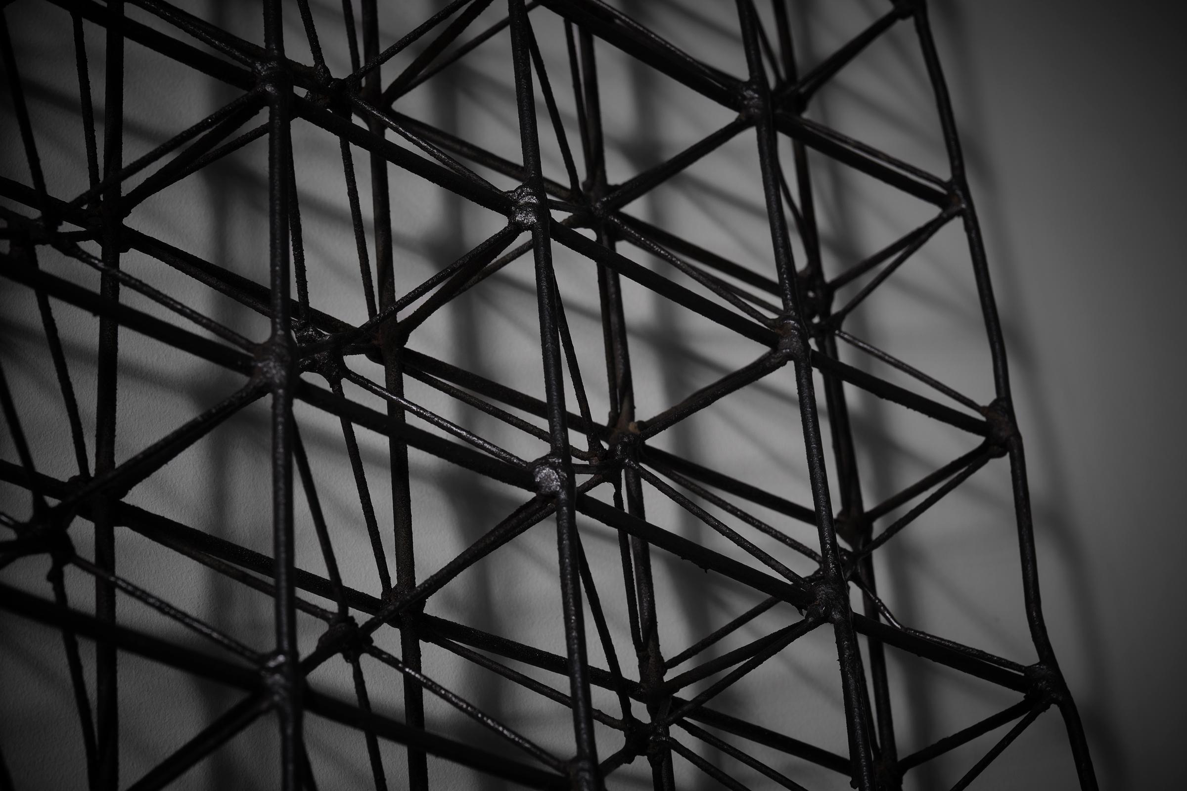 Geometric three-dimensional metal wall mounted sculpture, France 1960s For Sale 2