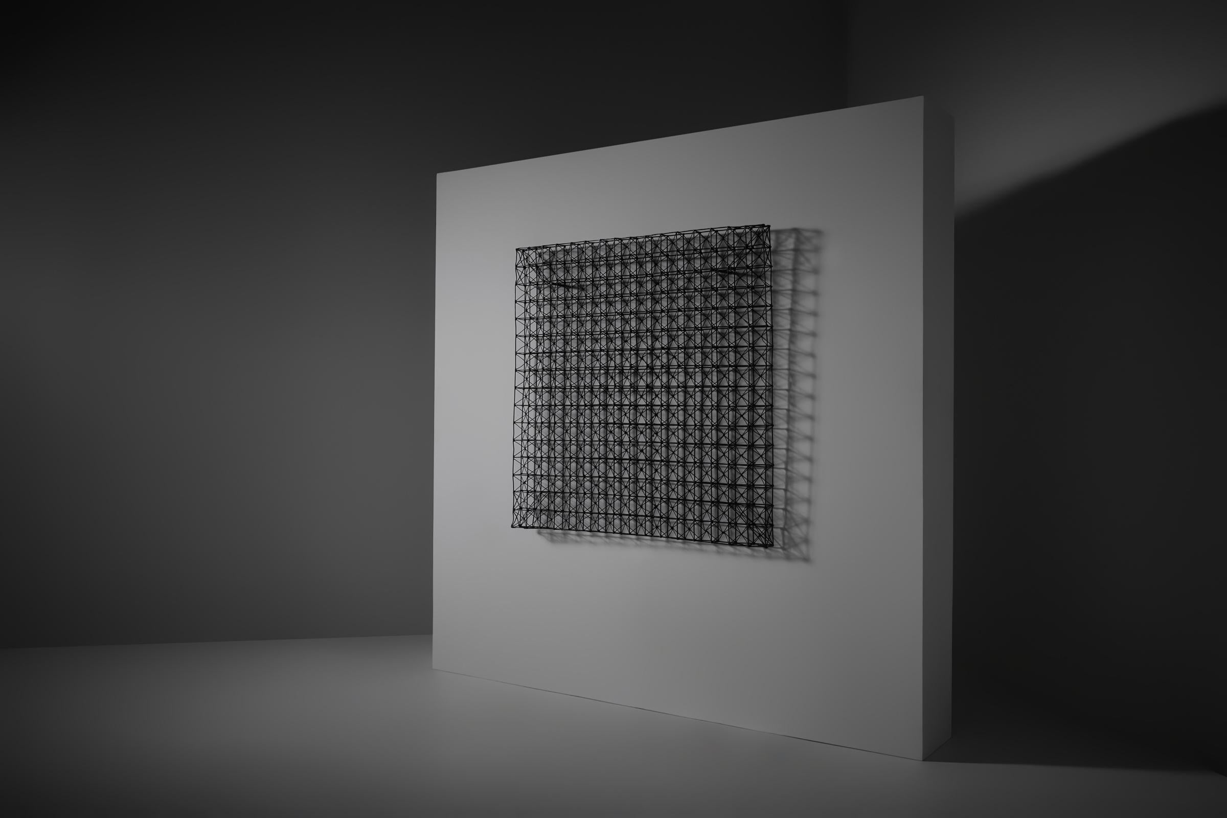 Geometric three-dimensional metal wall mounted sculpture, France 1960s In Good Condition For Sale In Rotterdam, ZH