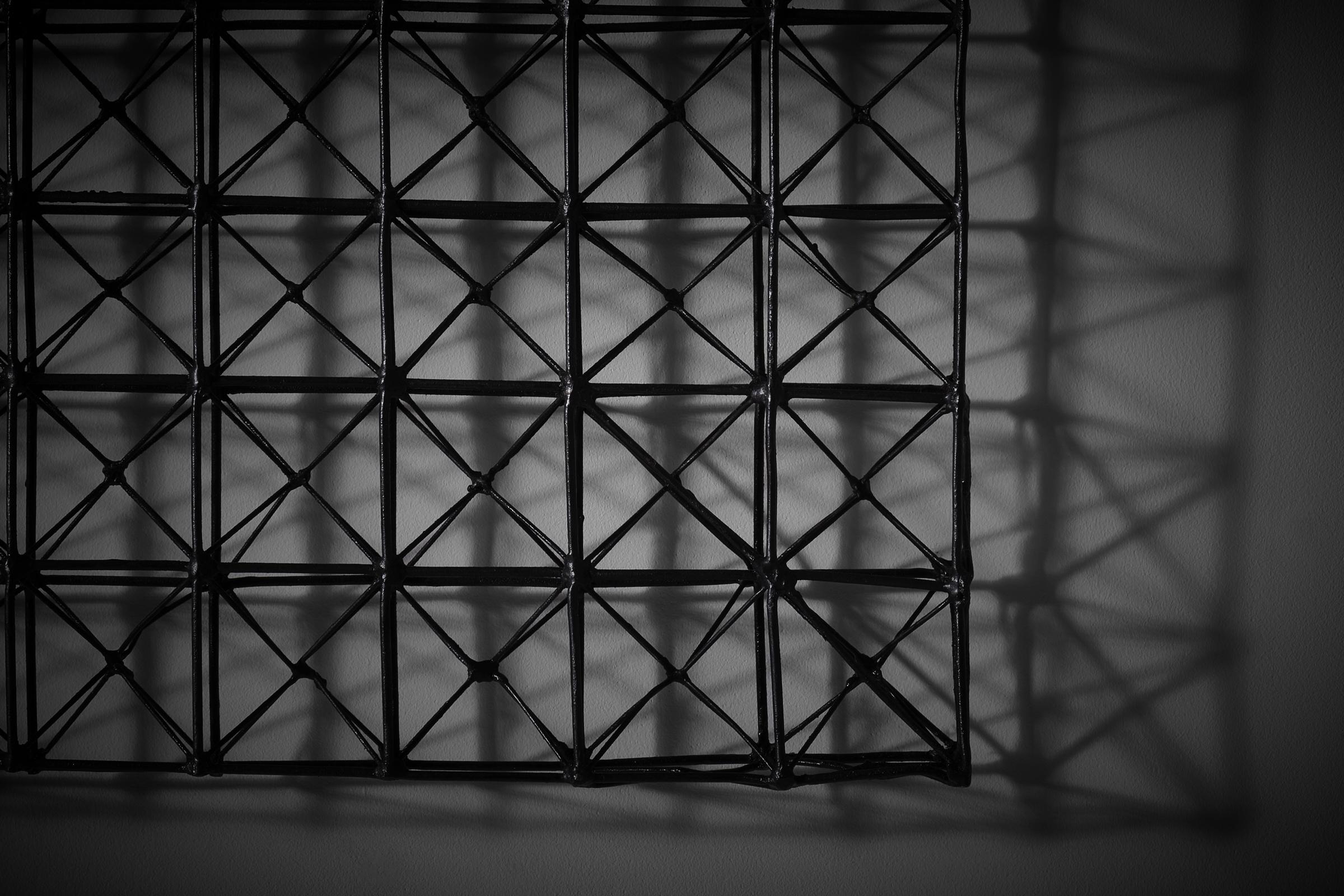 Geometric three-dimensional metal wall mounted sculpture, France 1960s For Sale 1