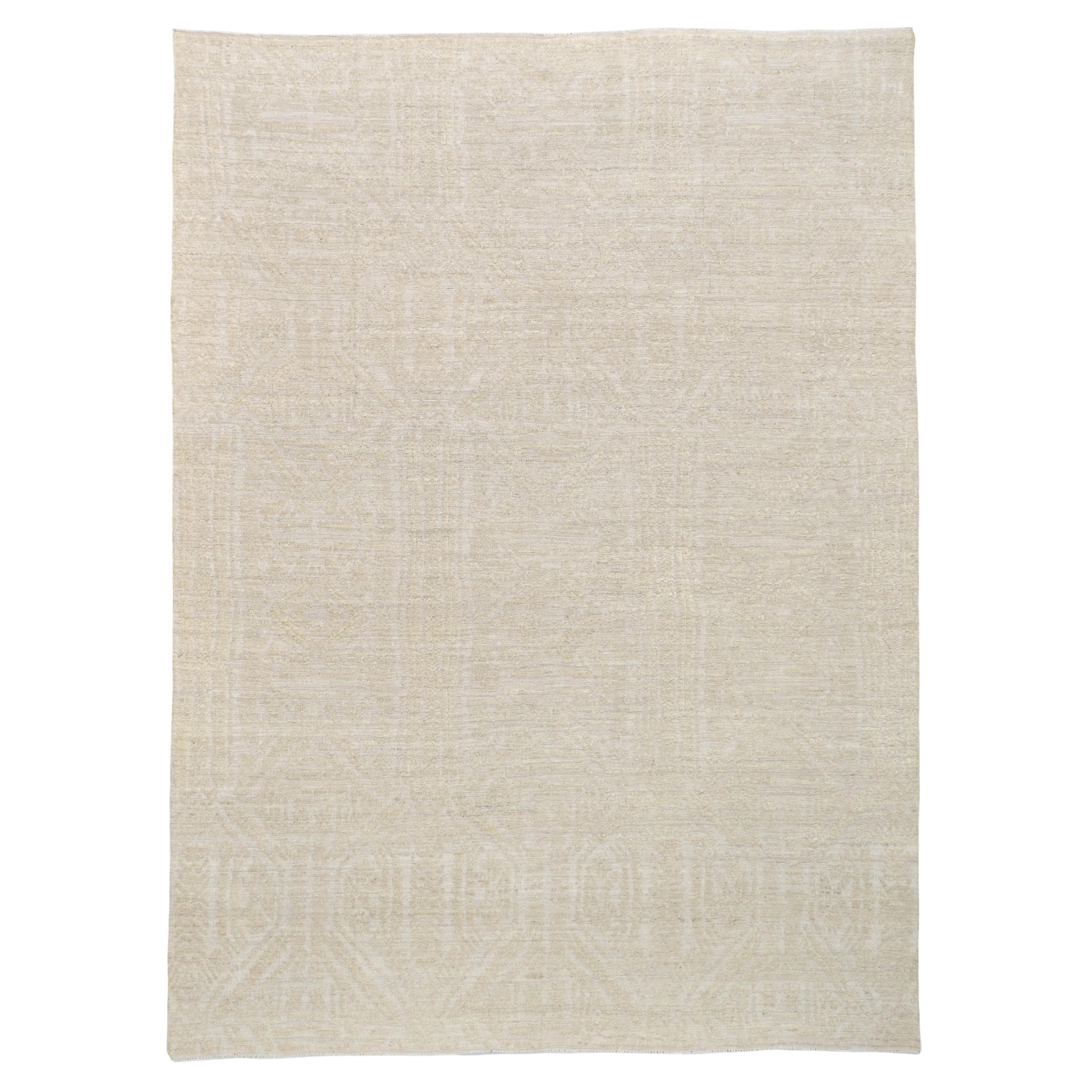 Tapis géométrique ivoire/beige ton sur ton 9'9''x13'4''