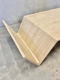 Geometric Travertine Table, Italy 1970s