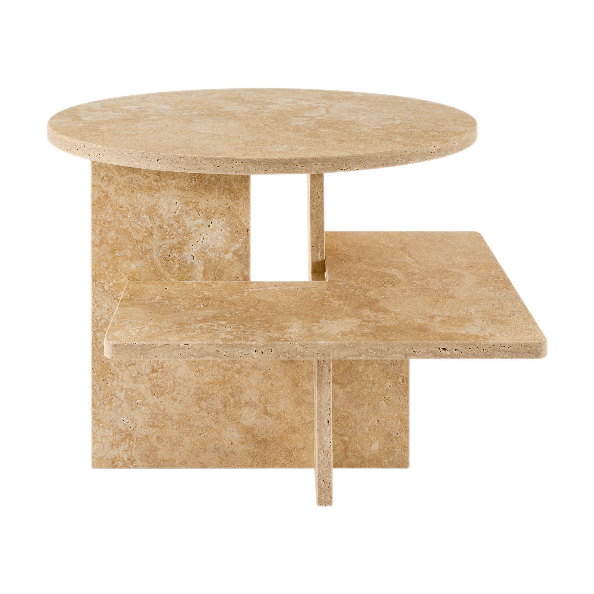 Geometric Travertino Marble Side Table For Sale 1