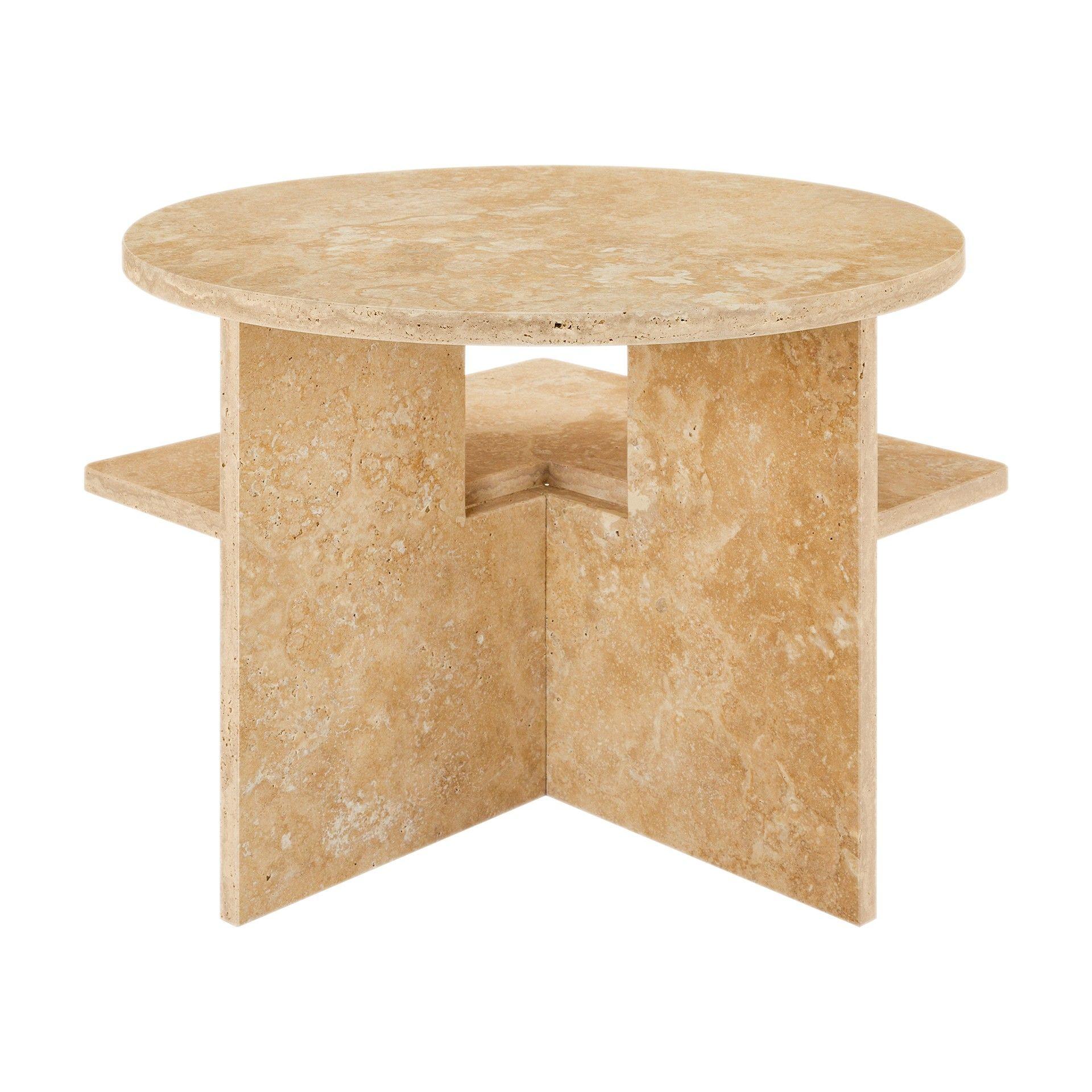Geometric Travertino Marble Side Table For Sale 2