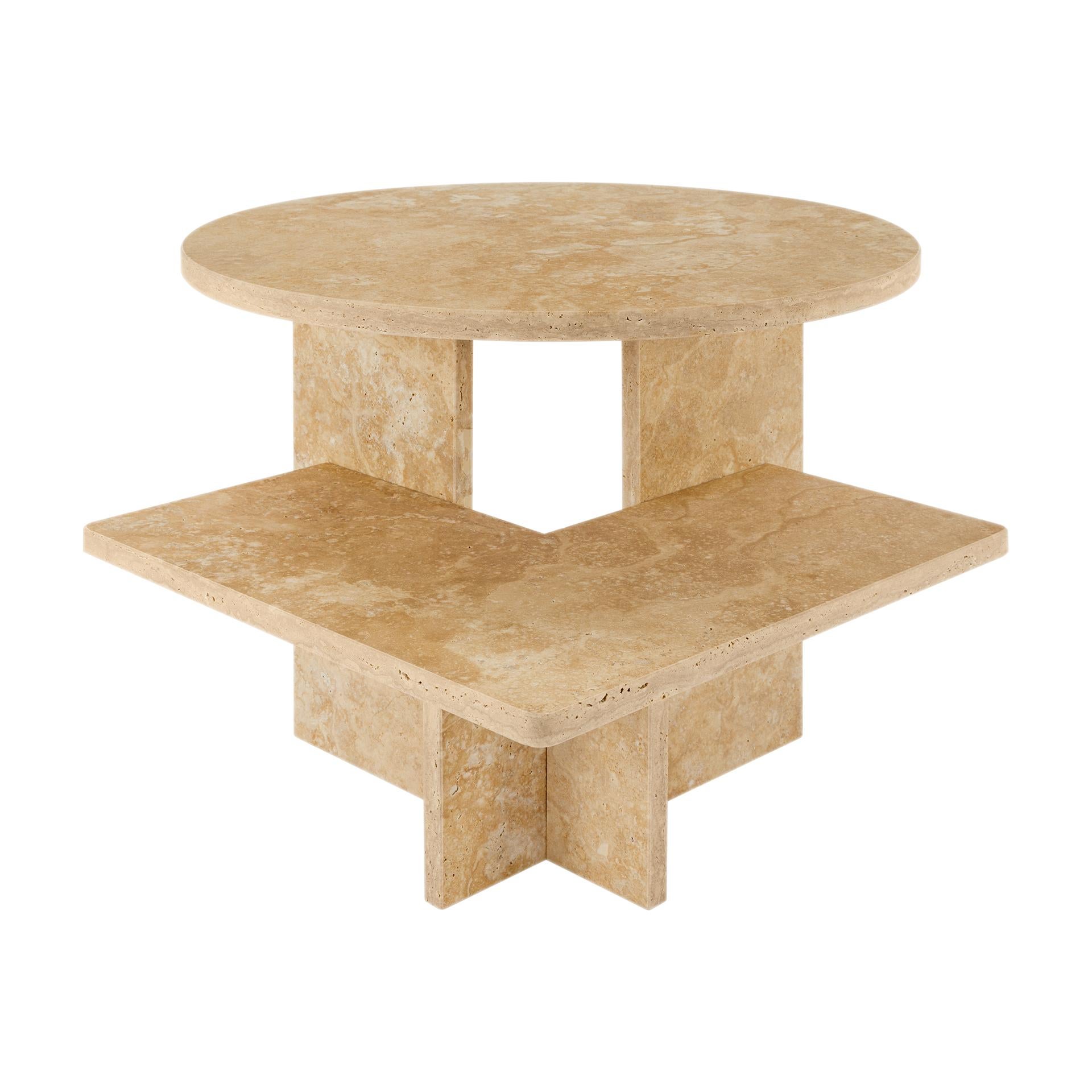 Geometric Travertino Marble Side Table For Sale 3