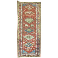 Geometric Tribal Antique Early 20th Century Runner from Northwest Persia