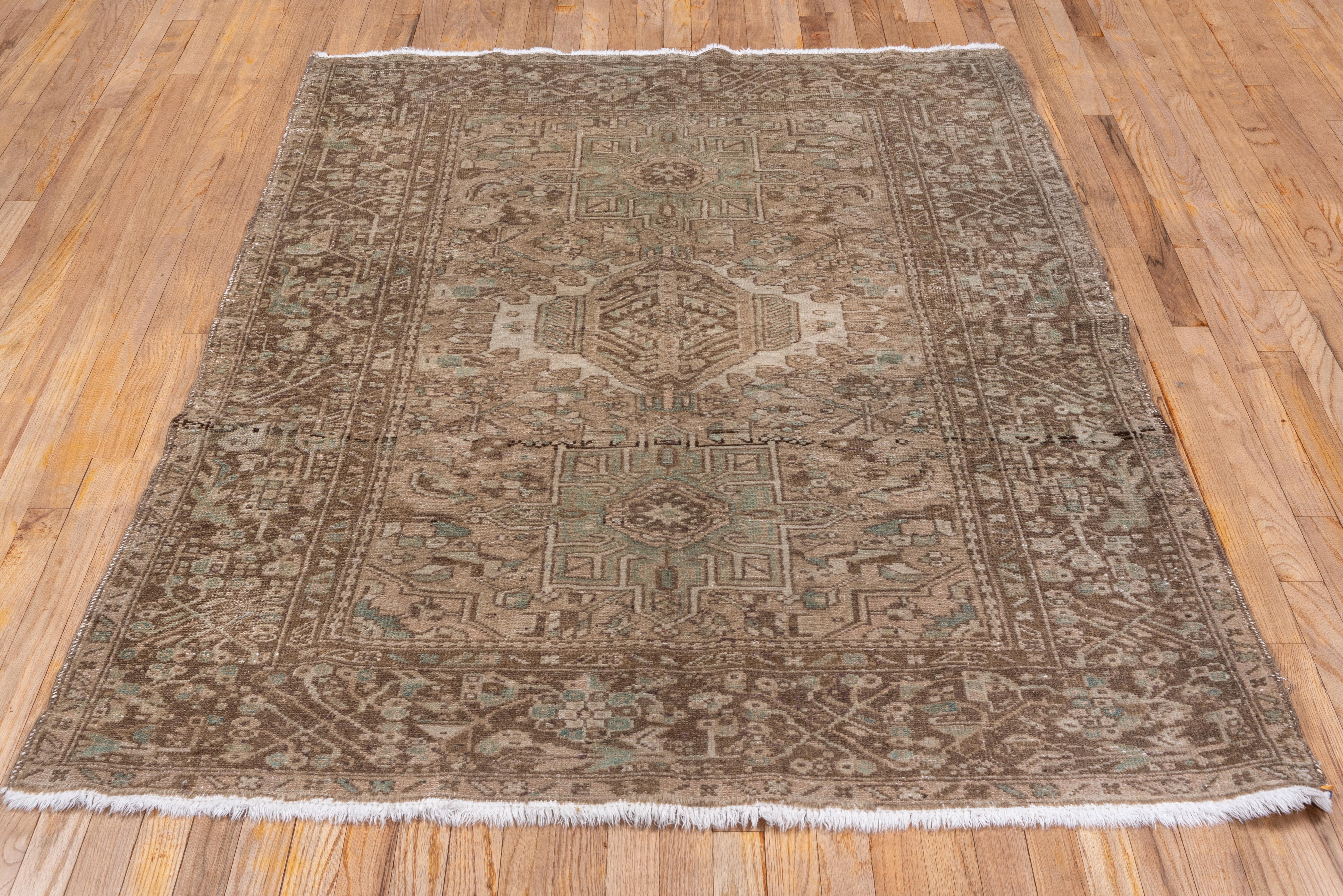 Geometric Tribal Olive Green Faded Aesthetic Rug  For Sale 2