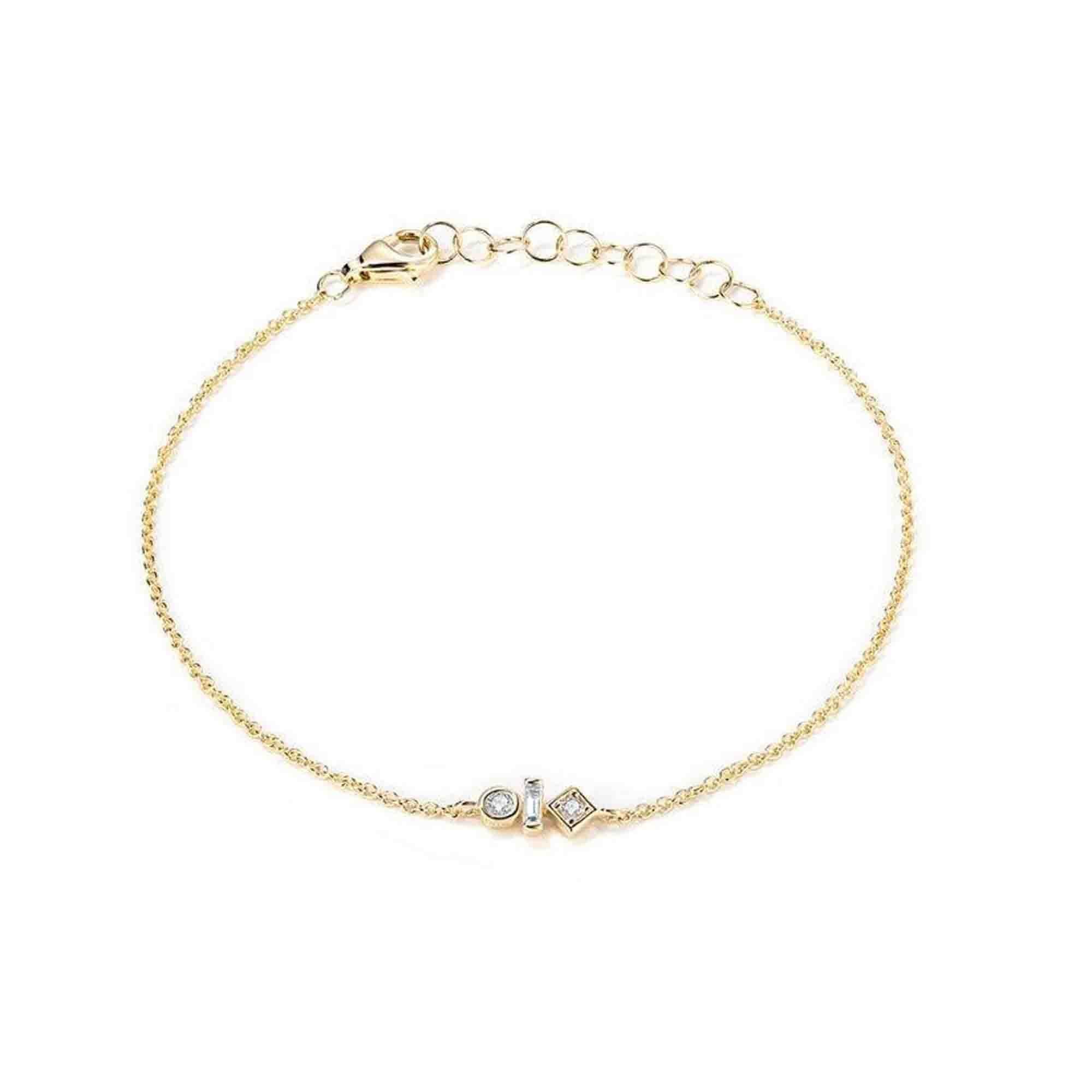 Bracelet à breloques géométriques Trio en or 14K et diamants