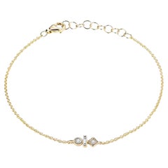 Bracelet en or 14 carats (ou 18 carats sur demande) à breloques géométriques Trio et diamants