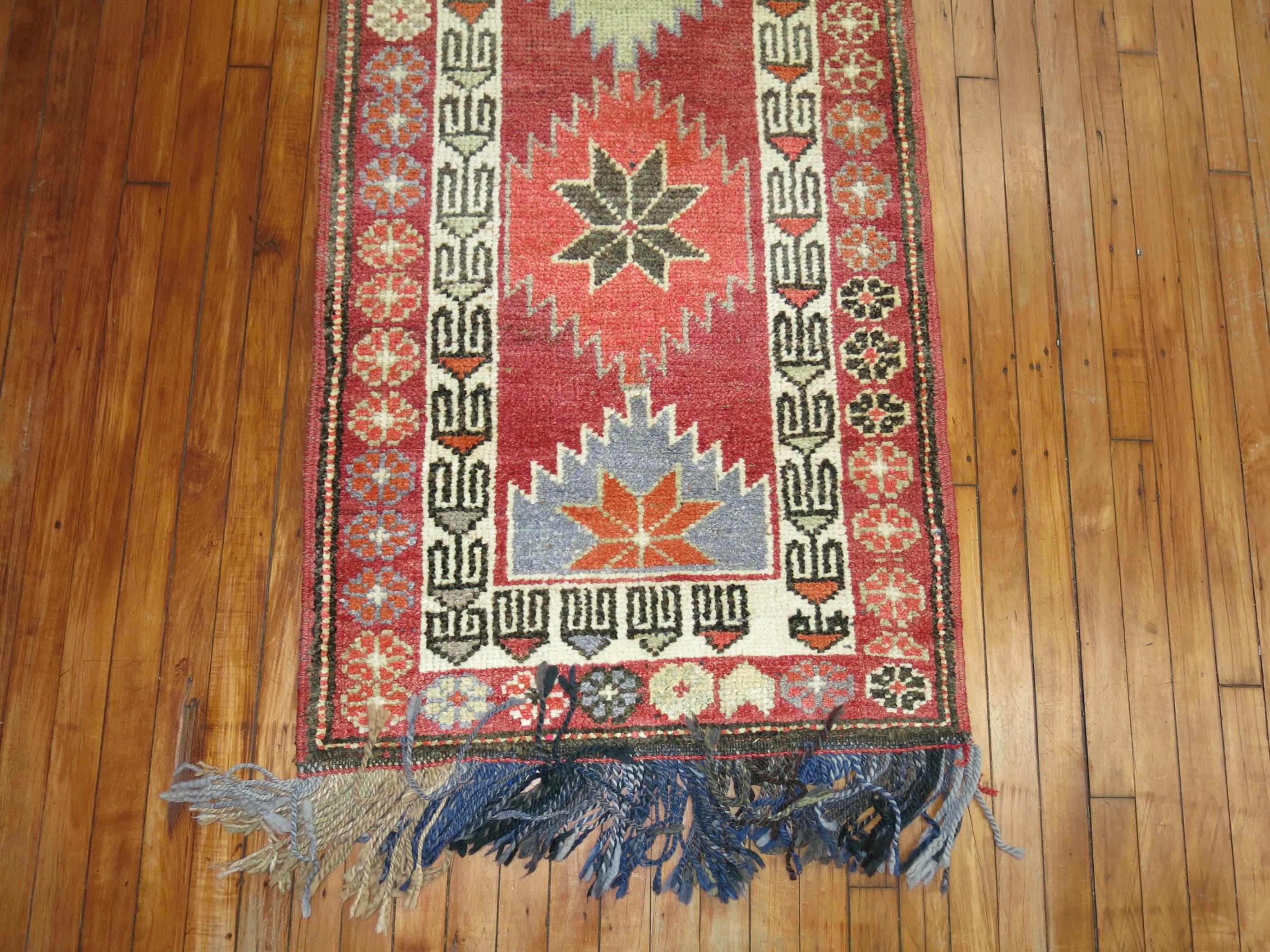 Zabihi Collection Geometric Turkish Anatolian  Runner For Sale 1