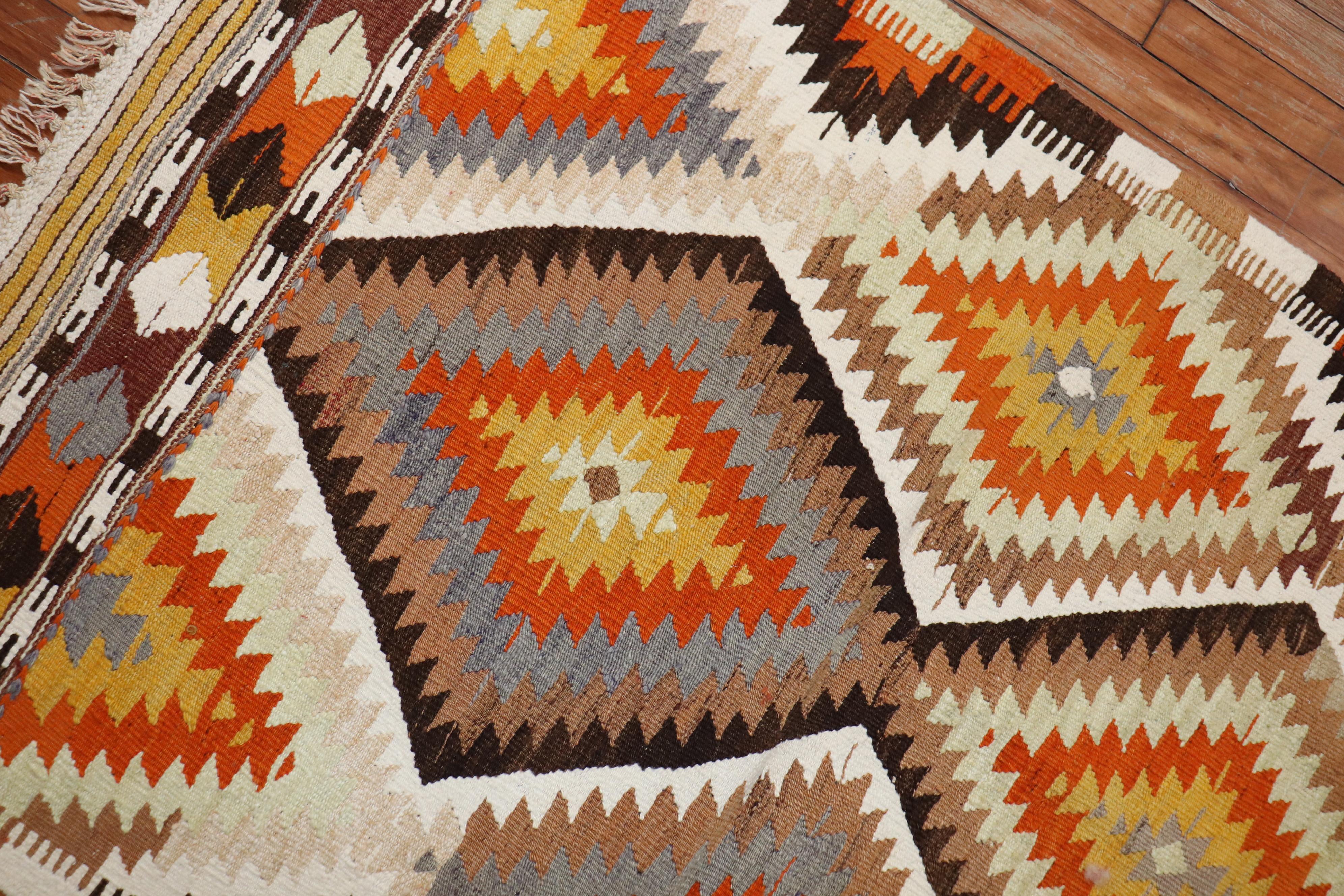 Geometric Turkish Kilim Flat-Weave For Sale 3