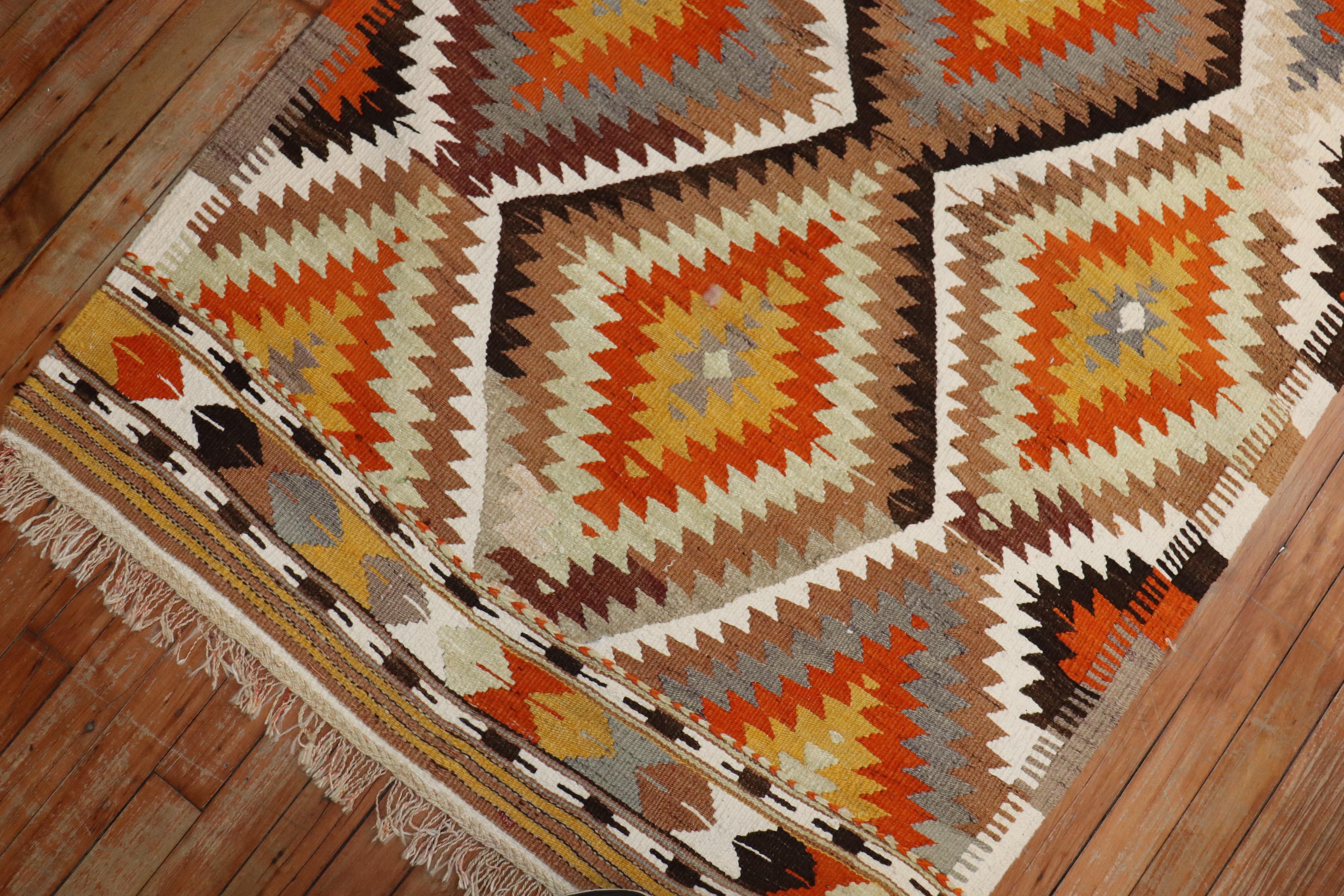 Geometric Turkish Kilim Flat-Weave For Sale 2
