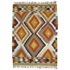Geometric Turkish Kilim Flat-Weave