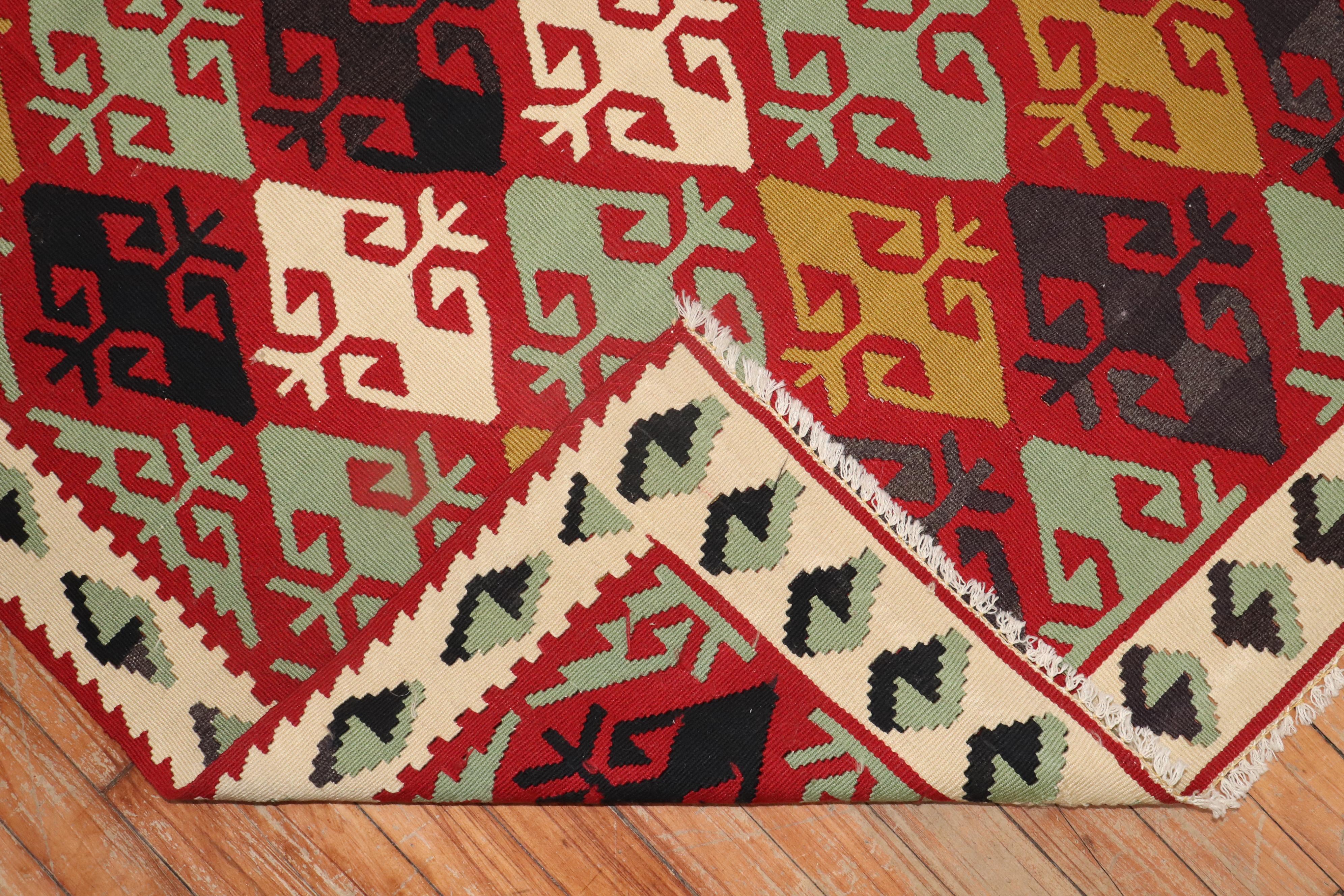 Geometric Turkish Kilim In Excellent Condition For Sale In New York, NY