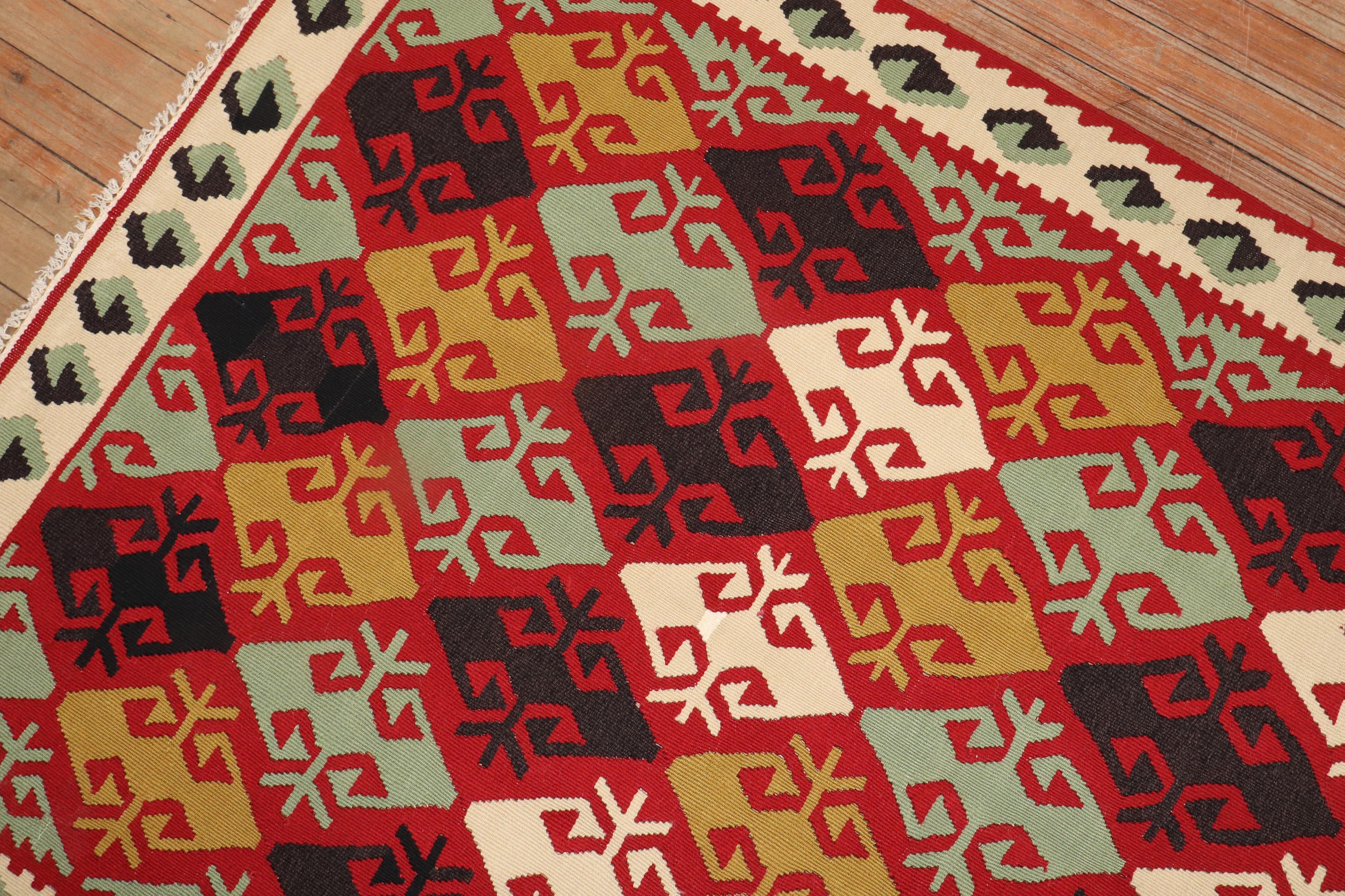 Wool Geometric Turkish Kilim For Sale