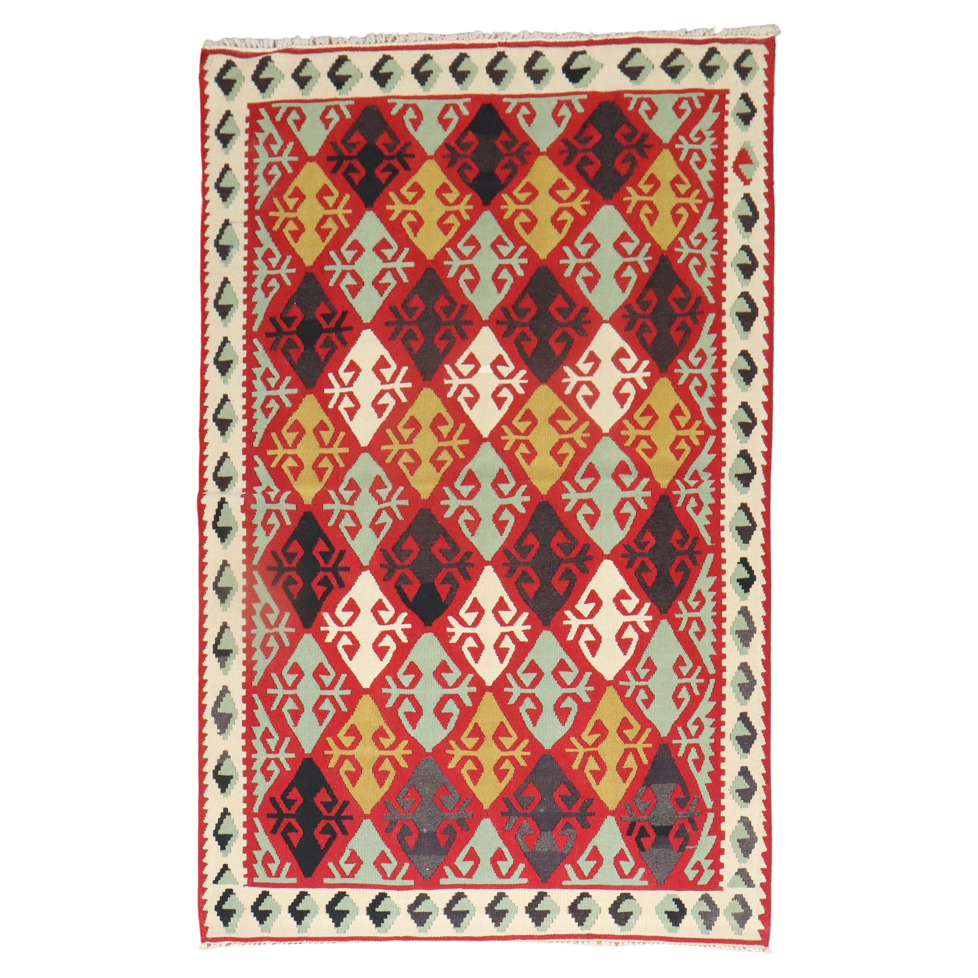 Geometric Turkish Kilim For Sale