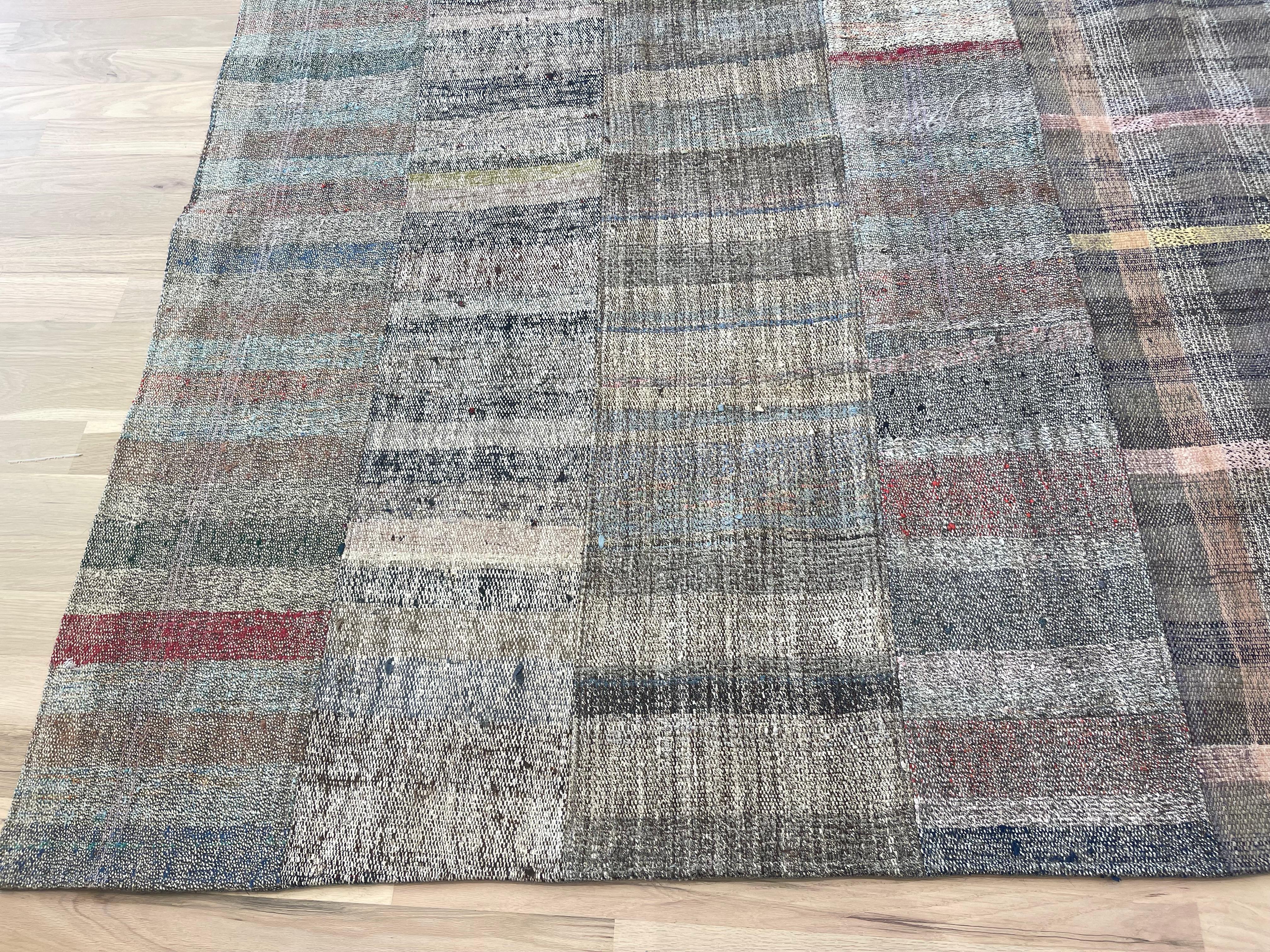 This Turkish rug features a colorful geometric design  allowing you to switch up your decor. Add a touch of style to any room while also having the option to change things up to suit your mood. Beautiful and versatile, this rug is a must-have for