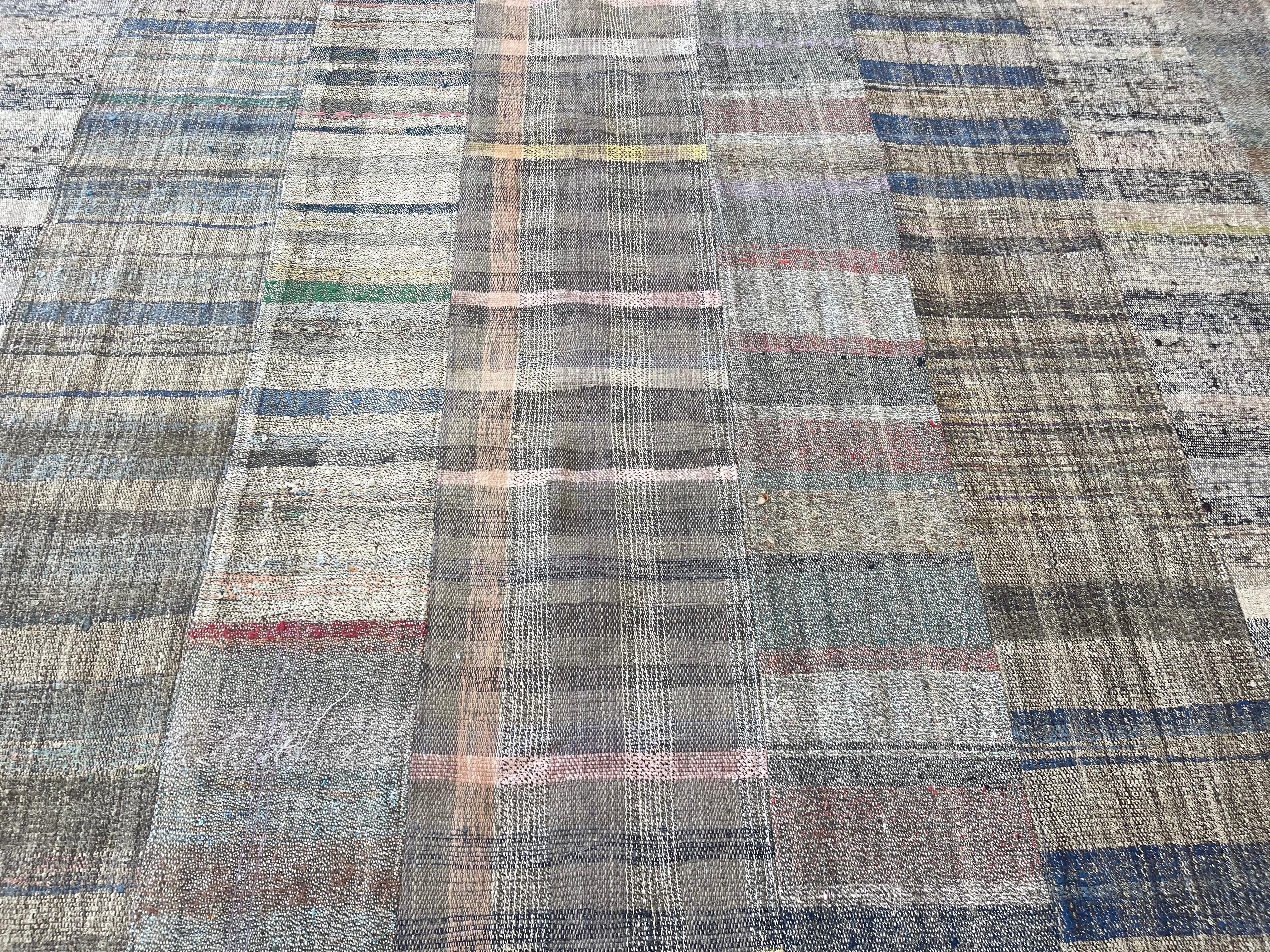 Hand-Knotted Geometric Turkish Rug  For Sale