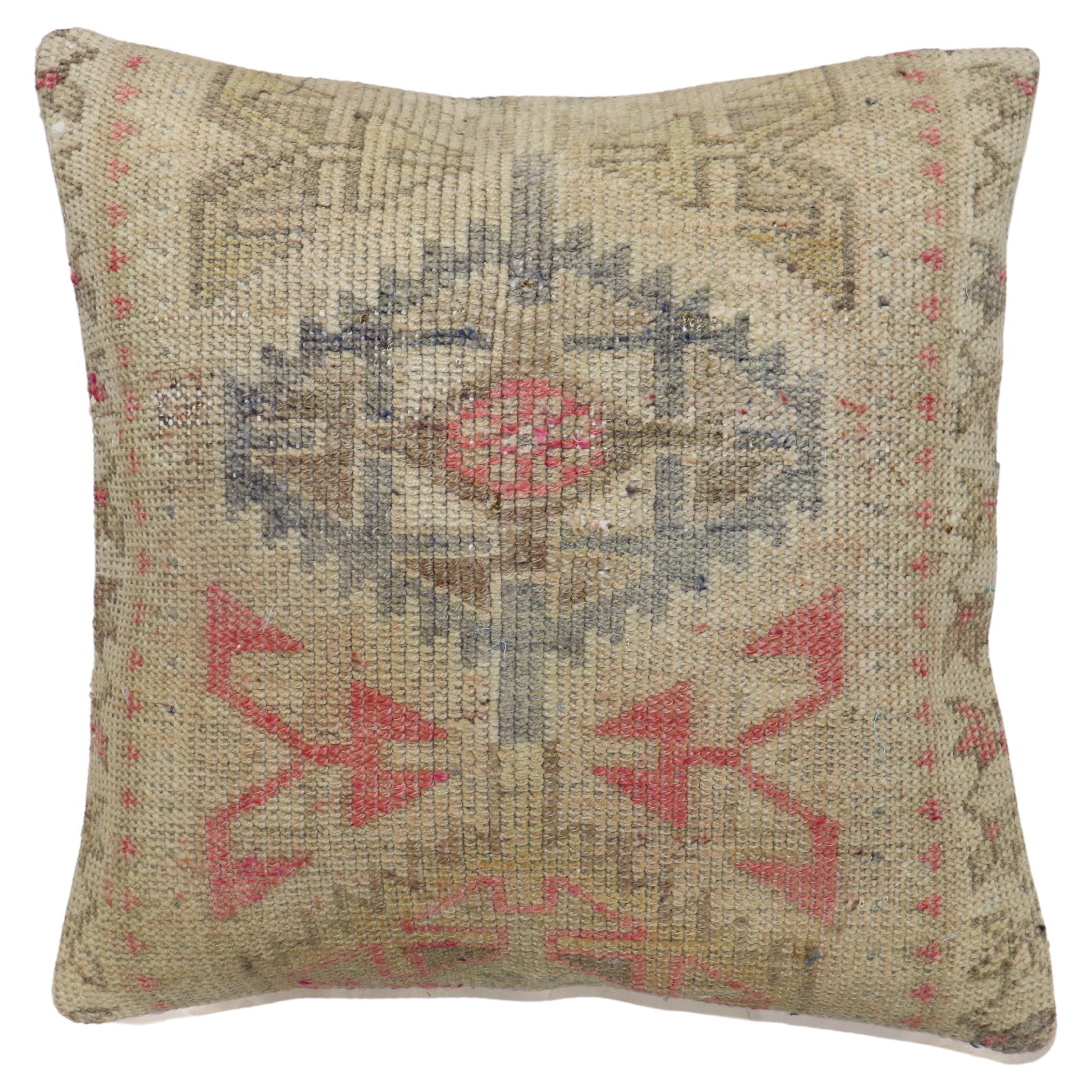 Geometric Turkish Rug Pillow For Sale