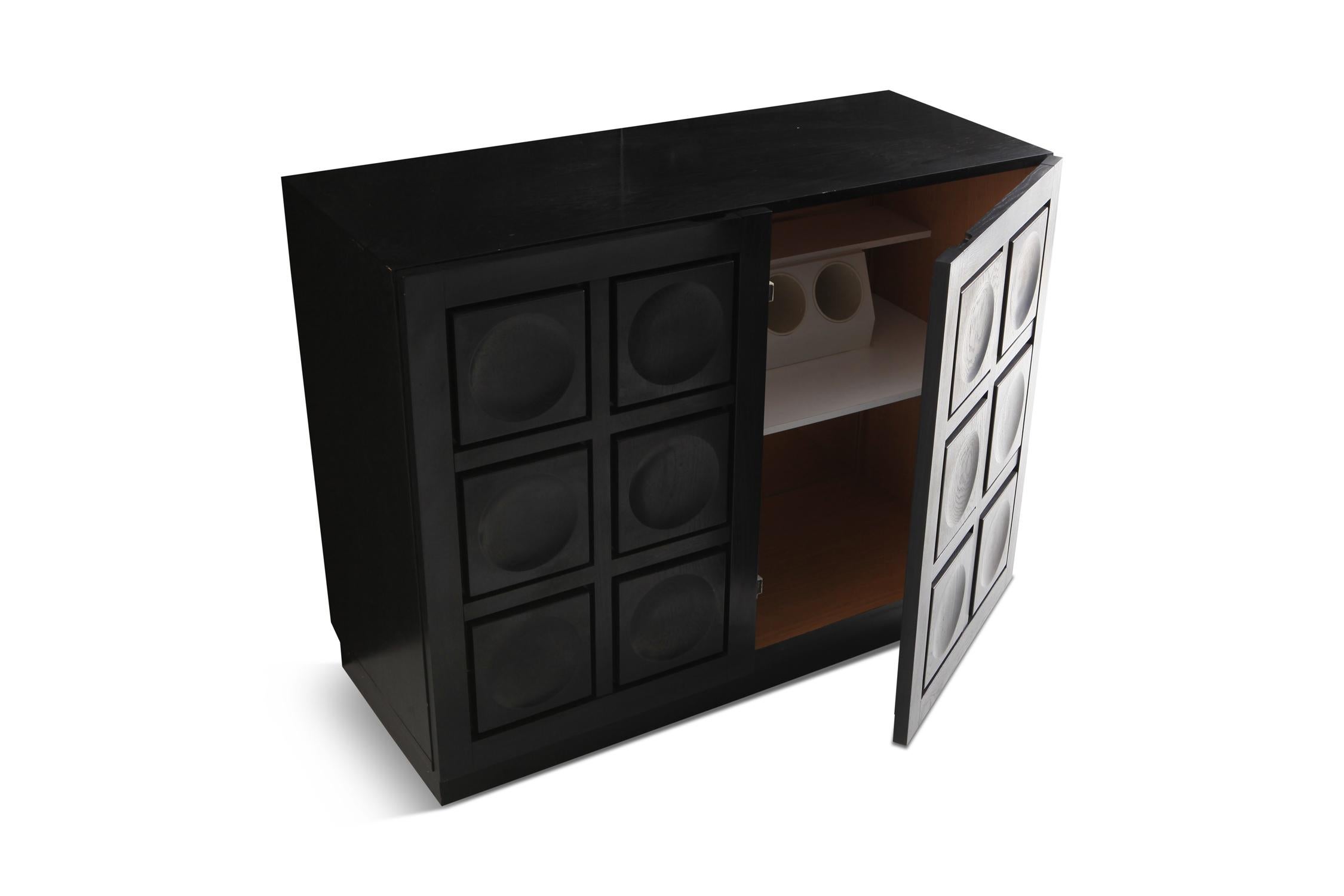 20th Century Geometric Two-Door Cabinet in Ebonized Oak