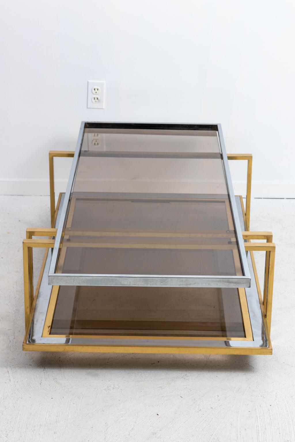 Geometric Two-Tier Brass and Nickel Coffee Table 2
